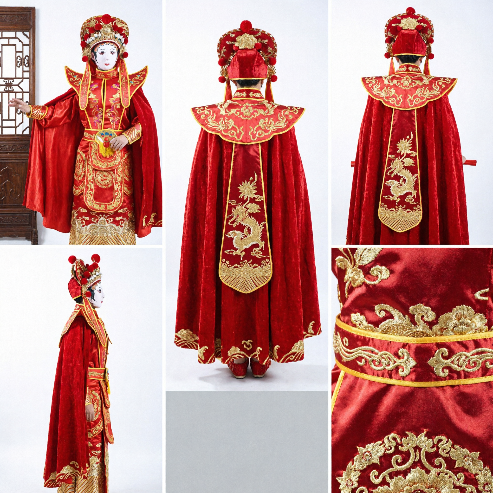 Traje de Ópera Chino Túnica Roja de Guerrero General con Tocado para Actuaciones en Escenario y Cosplay - Asian Costume