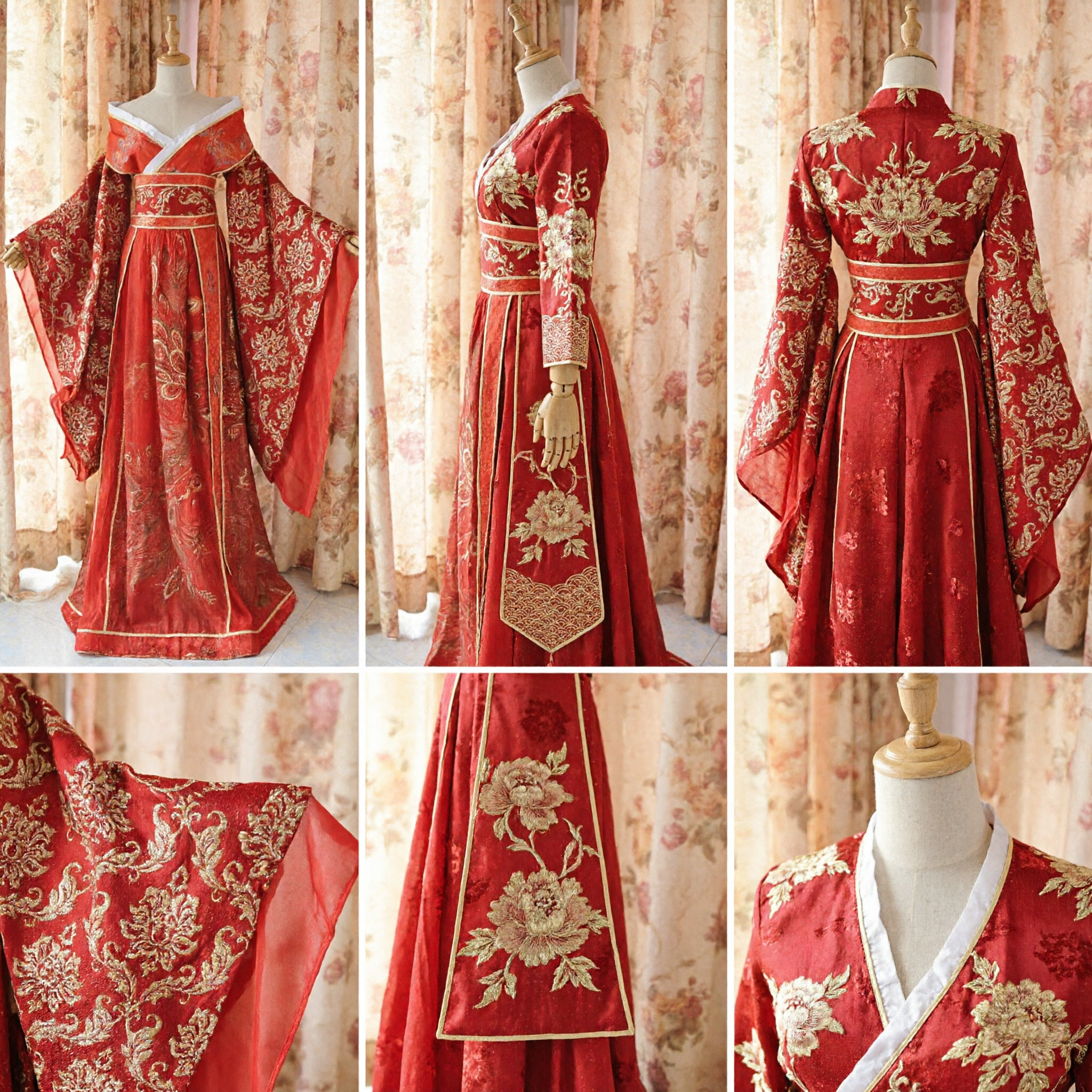 Traje Tradicional Hanfu Chinês Vermelho Elegante Vestido de Casamento Estilo Dinastia Tang para Mulheres - Asian Costume