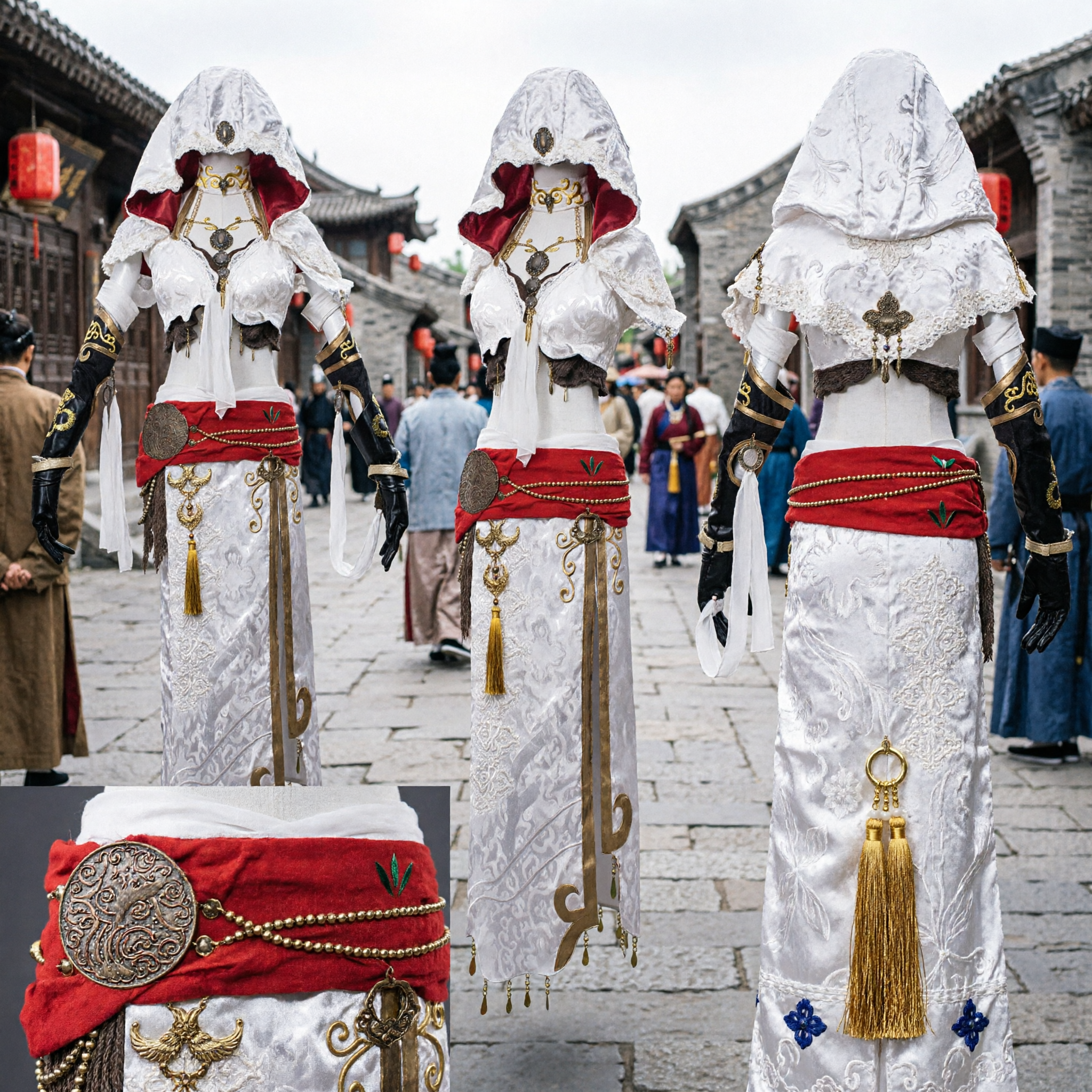 Costume d'assassin à capuche blanc pour femmes, tenue de chevalier arabe fantastique pour cosplay, Halloween et LARP - Asian Costume