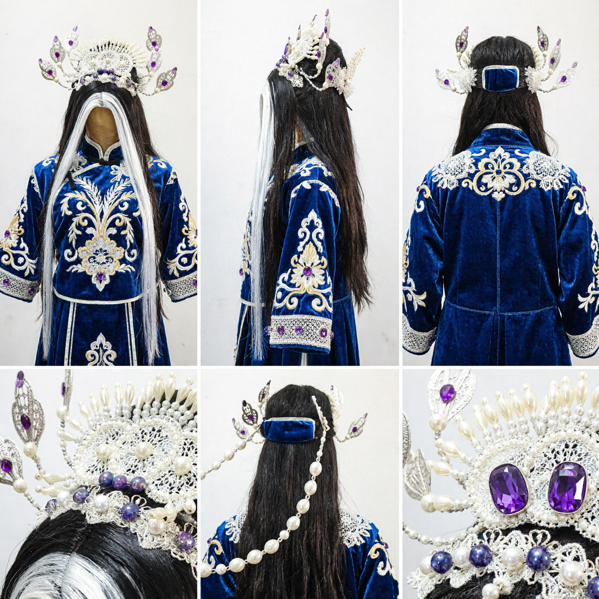 Accessoire capillaire élégant pour mariée traditionnelle chinoise Couronne phénix violette avec perles pour Hanfu Mariage - Asian Costume