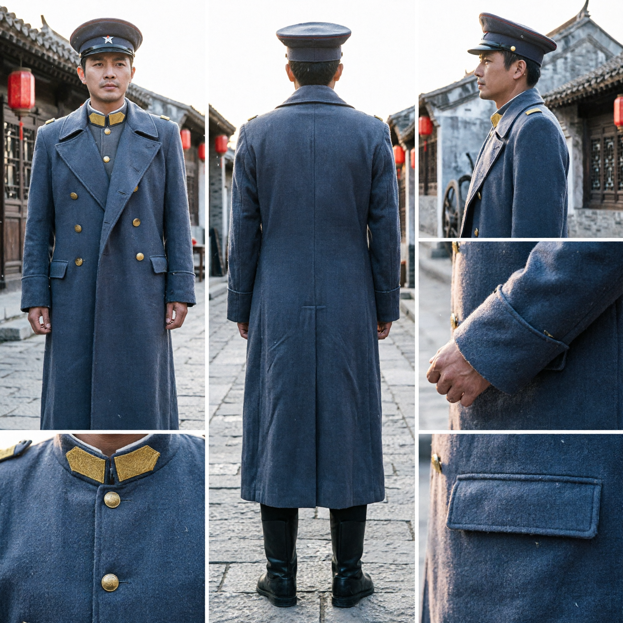 Set costume uniforme da ufficiale militare della Repubblica di Cina per uomo, giacca doppiopetto e berretto per cosplay - Asian Costume