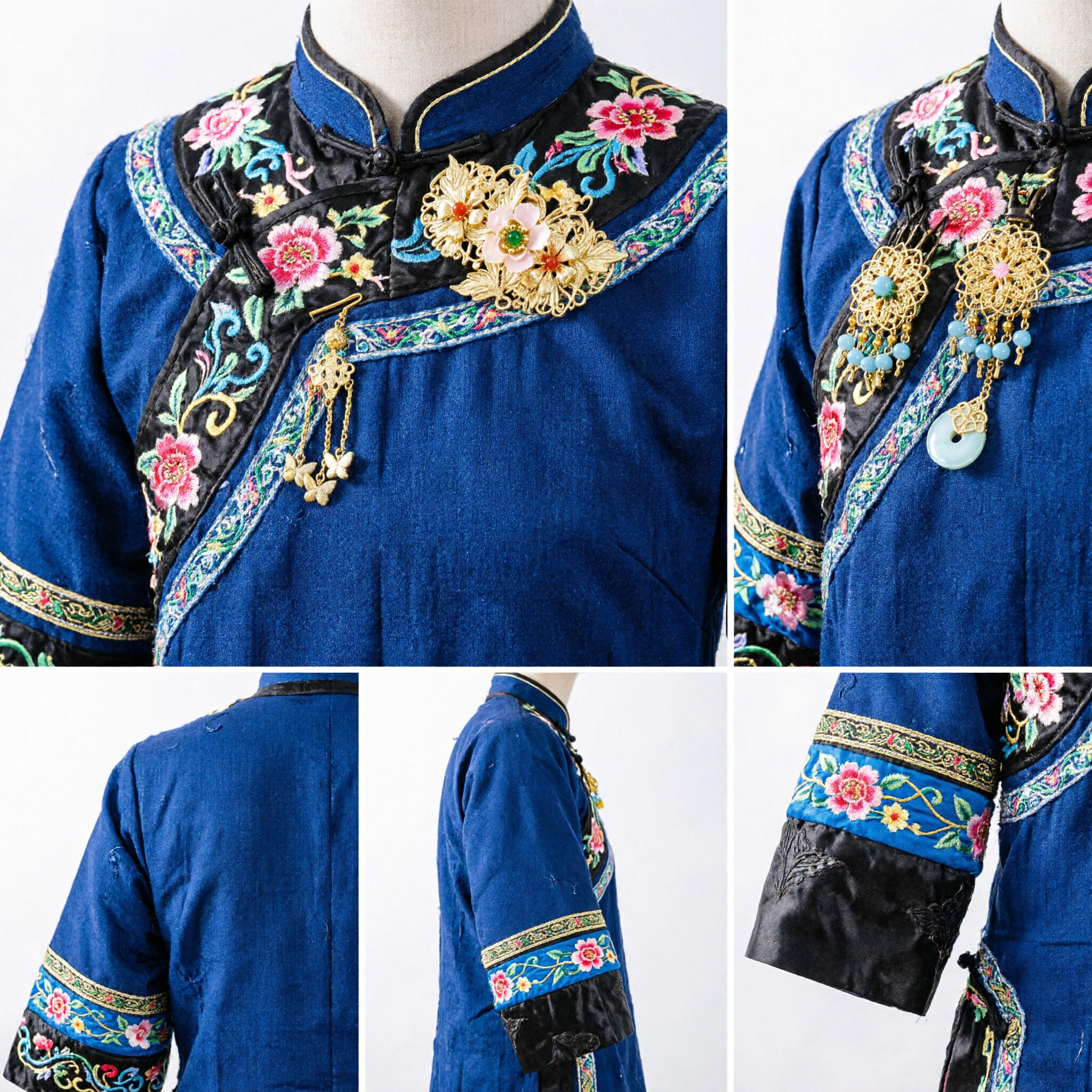 Set di Accessori per Capelli Hanfu Cinese Prezioso, Corona a Farfalla Dorata con Nappe, Forcina Pettine e Orecchini per Matrimonio Tradizionale - Asian Costume