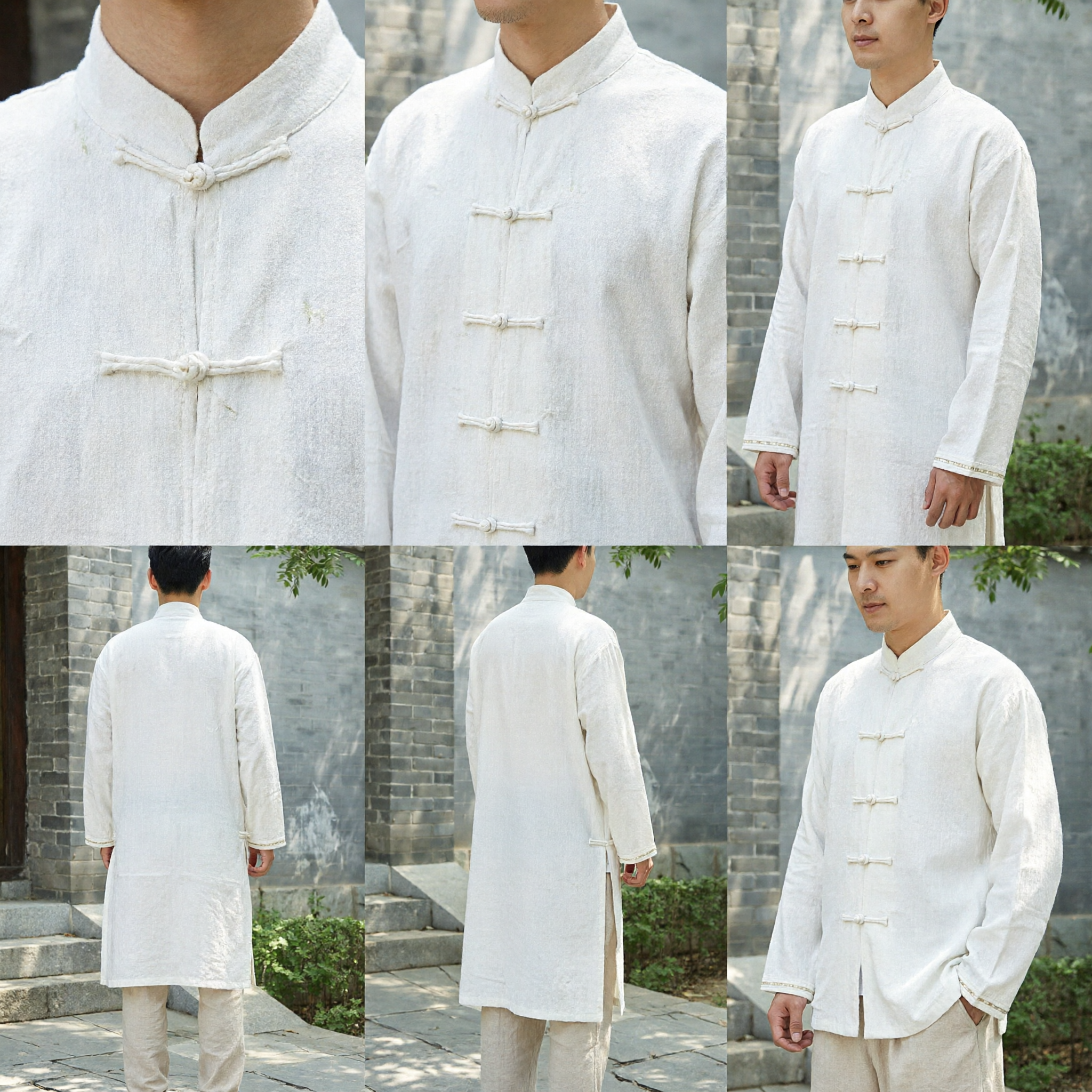 Veste Longue Lin Tangzhuang Chinois Traditionnel pour Hommes Uniforme Kung Fu Pantalon Tai Chi Ensemble - Asian Costume