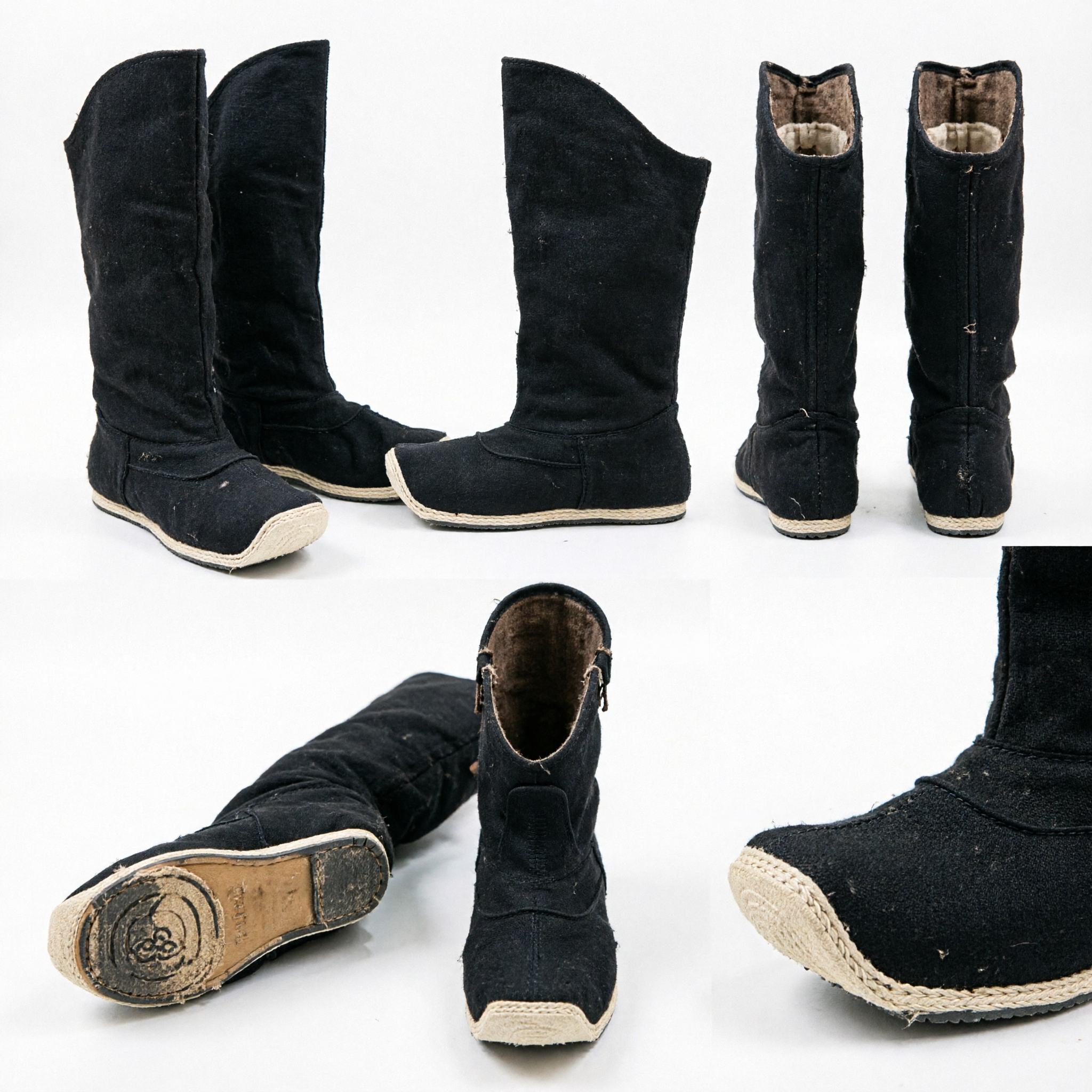 Traditioneel Chinese Zwarte Stof Kung Fu Laarzen Hoge Top Martial Arts Schoenen voor Hanfu Cosplay Optreden - Asian Costume