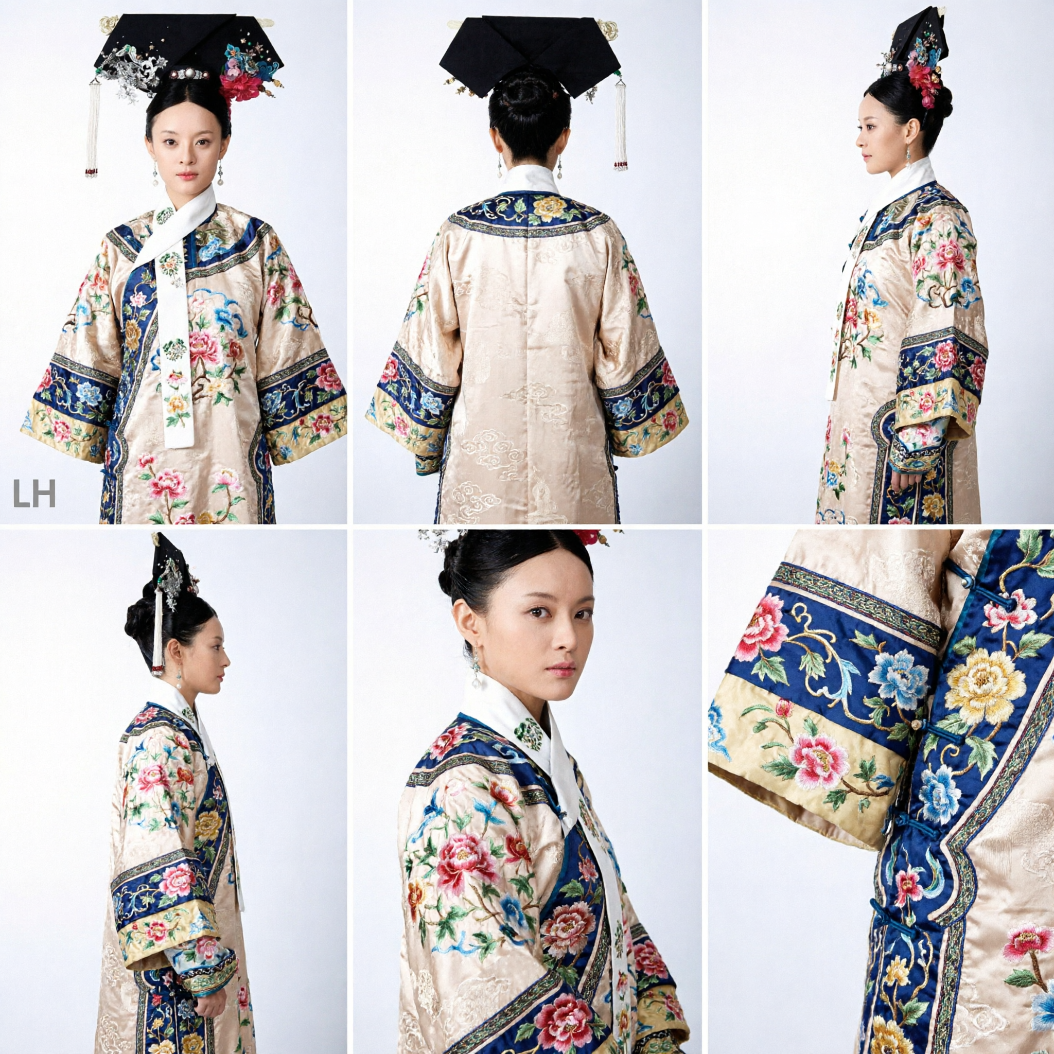 Exquisite Qing-dynastie Mantsjoe Keizerin Hoofdtooi Traditioneel Chinees Paleis Haarstuk met Bloemornamenten voor Dames - Asian Costume