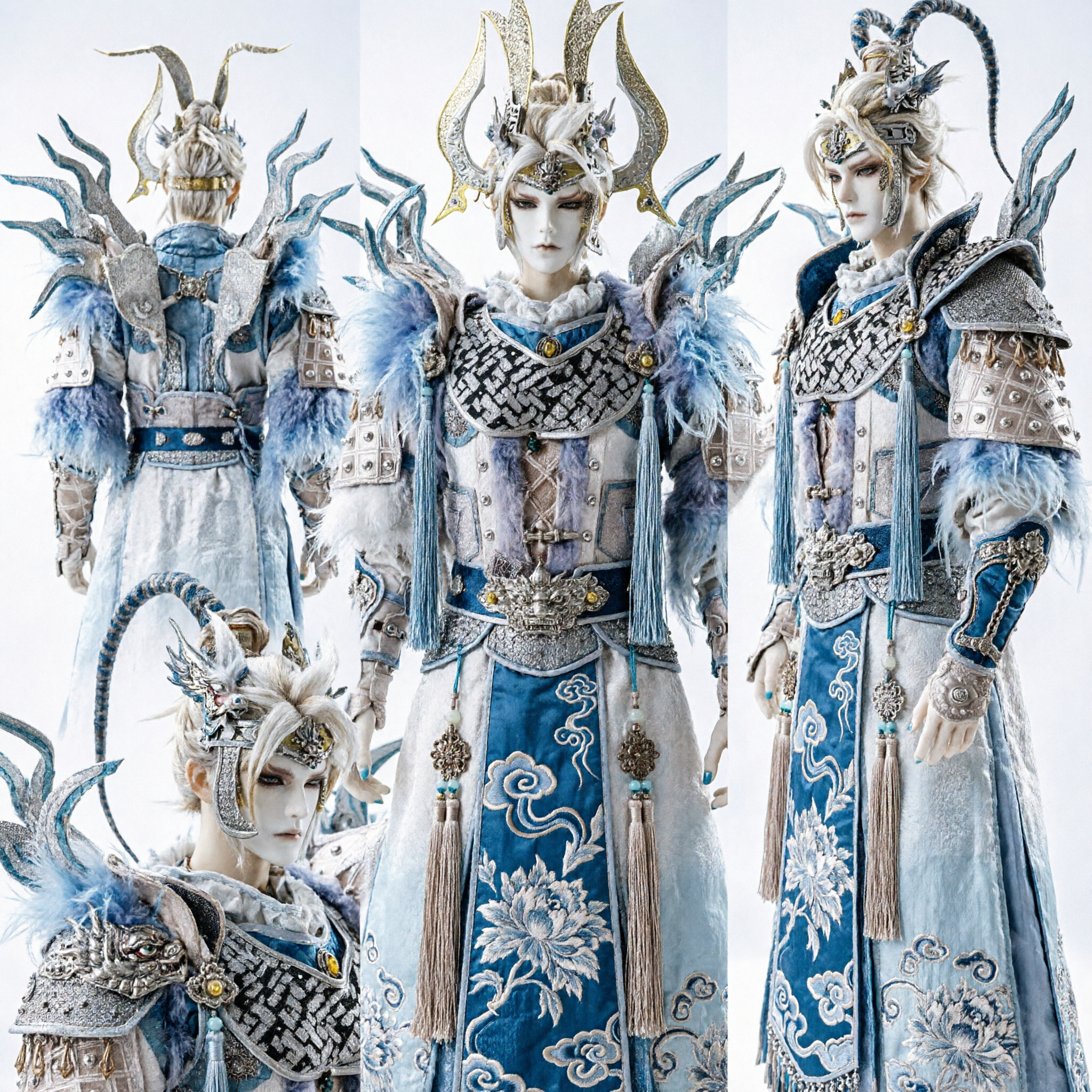 Elaborato Costumo da Armatura del Guerriero Drago per Pupazzi Pili Tradizionale Cinese per Cosplay ed Esposizione in Spettacoli - Asian Costume