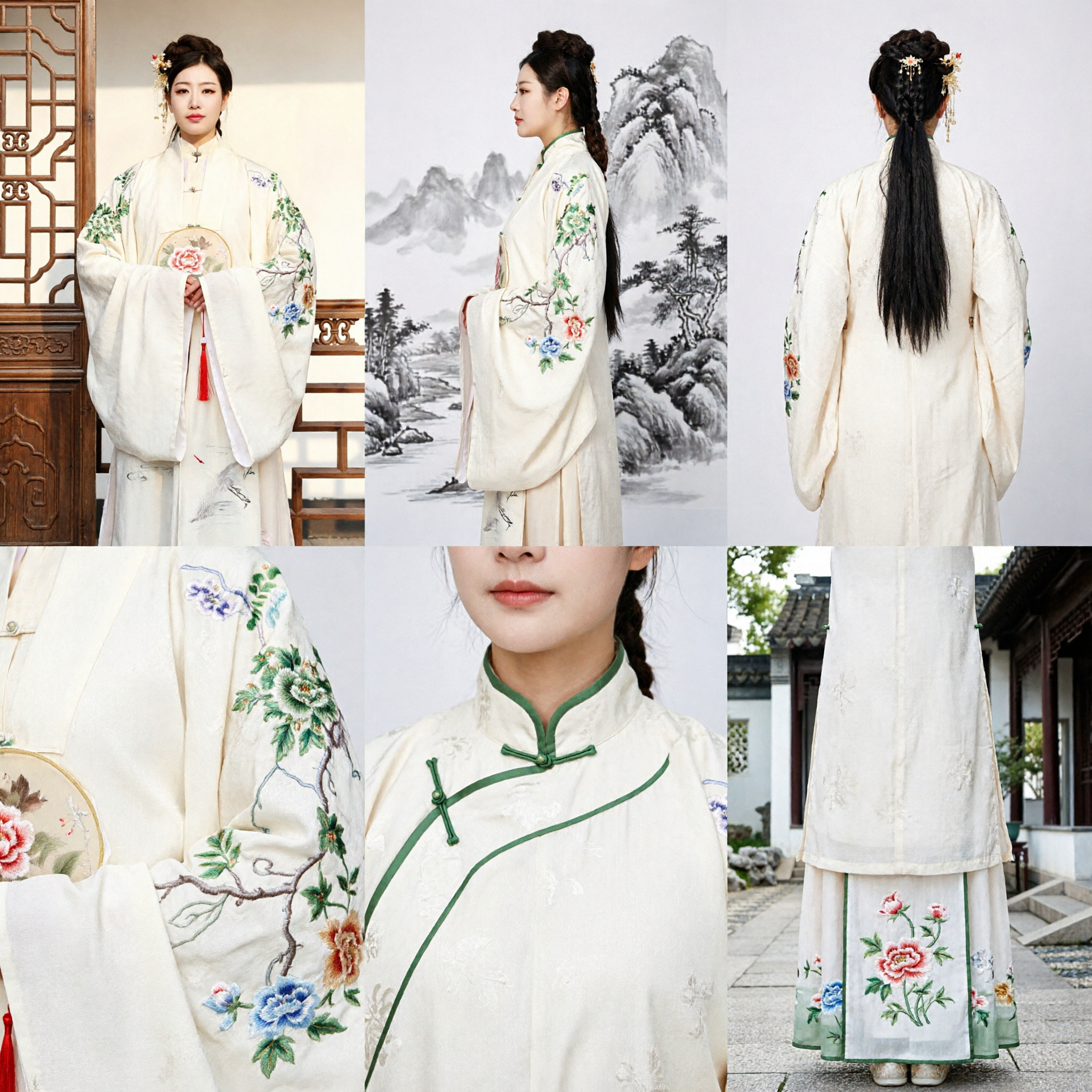 Hanfu Chinois Traditionnel pour Femmes Costume Blanc Brodé Tenue Style Dynastie Ming pour Cérémonie du Thé et Photographie - Asian Costume