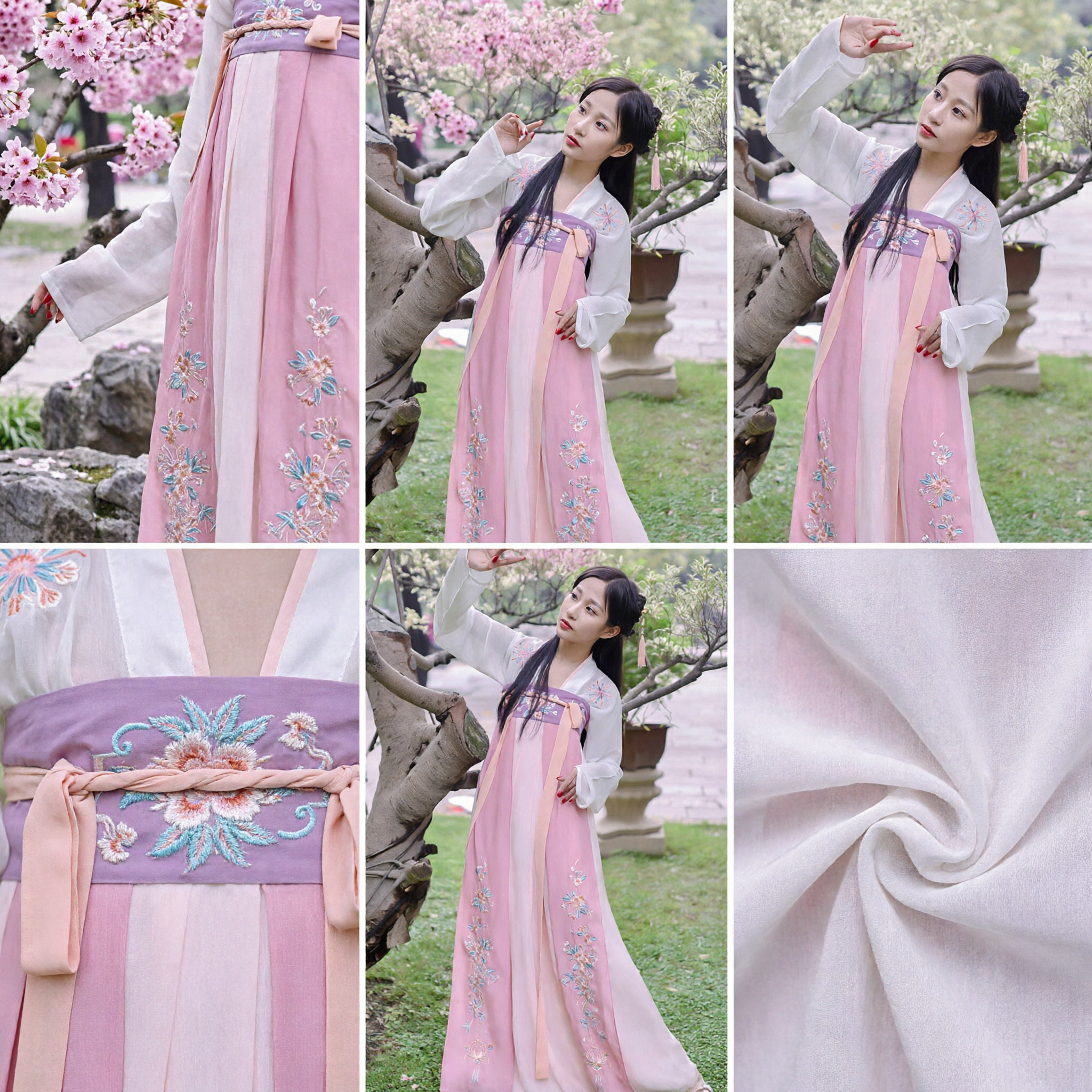 Traditionele Chinese Hanfu Tang-dynastie Qixiong Ruqun Roze Geborduurde Jurken voor Vrouwen Cosplay en Fotografie - Asian Costume