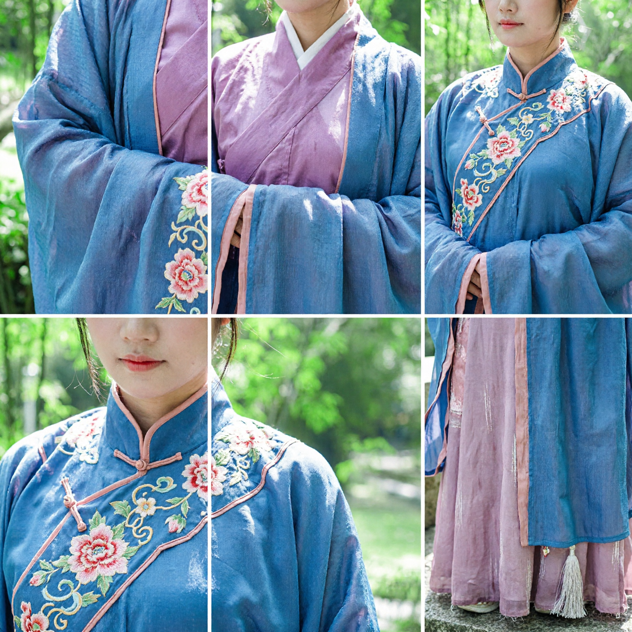 Elegante Hanfu Tradicional Chino Traje Antiguo Túnica Azul y Falda Rosa para Mujer Cosplay y Fotografía - Asian Costume