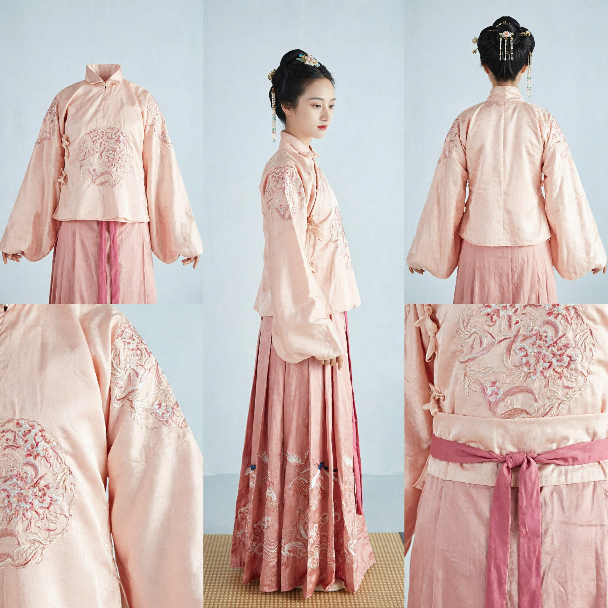 Set Hanfu Tradizionale Cinese Blusa e Gonna Ricamata Rosa Costume Antico per Donne Matrimonio Cerimonia del Tè - Asian Costume
