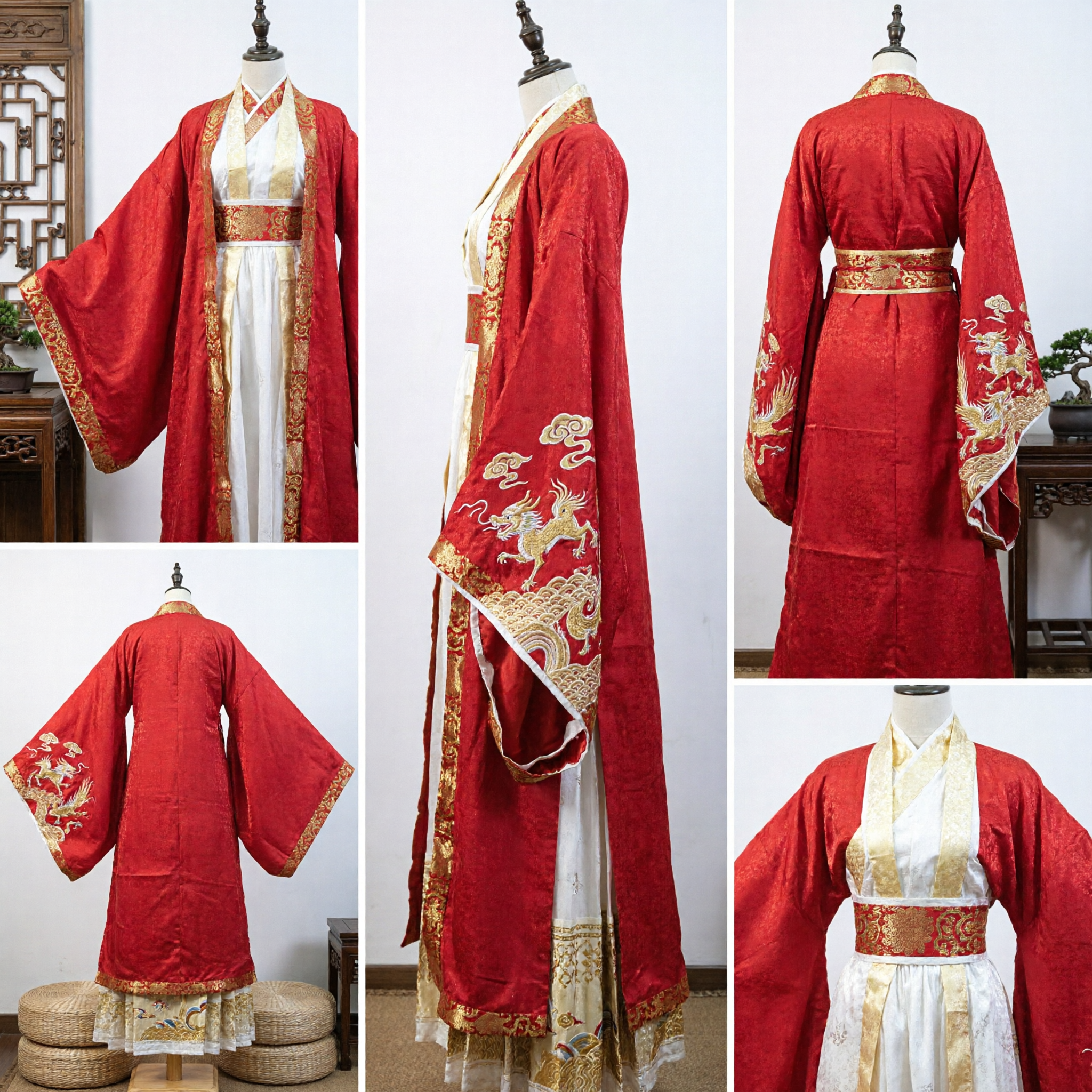 Elegante Traje Tradicional Chinês Hanfu Vermelho Vestido de Noiva Estilo Dinastia Tang para Cosplay Feminino - Asian Costume