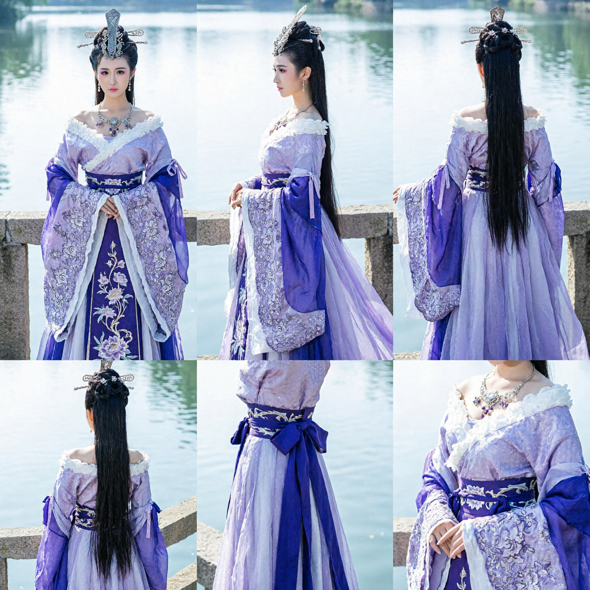 Elegant Purple and White Chinese Traditional Hanfu Costume Ancient Fairy Princess Dress for Women Cosplay Performance - Asian Costume