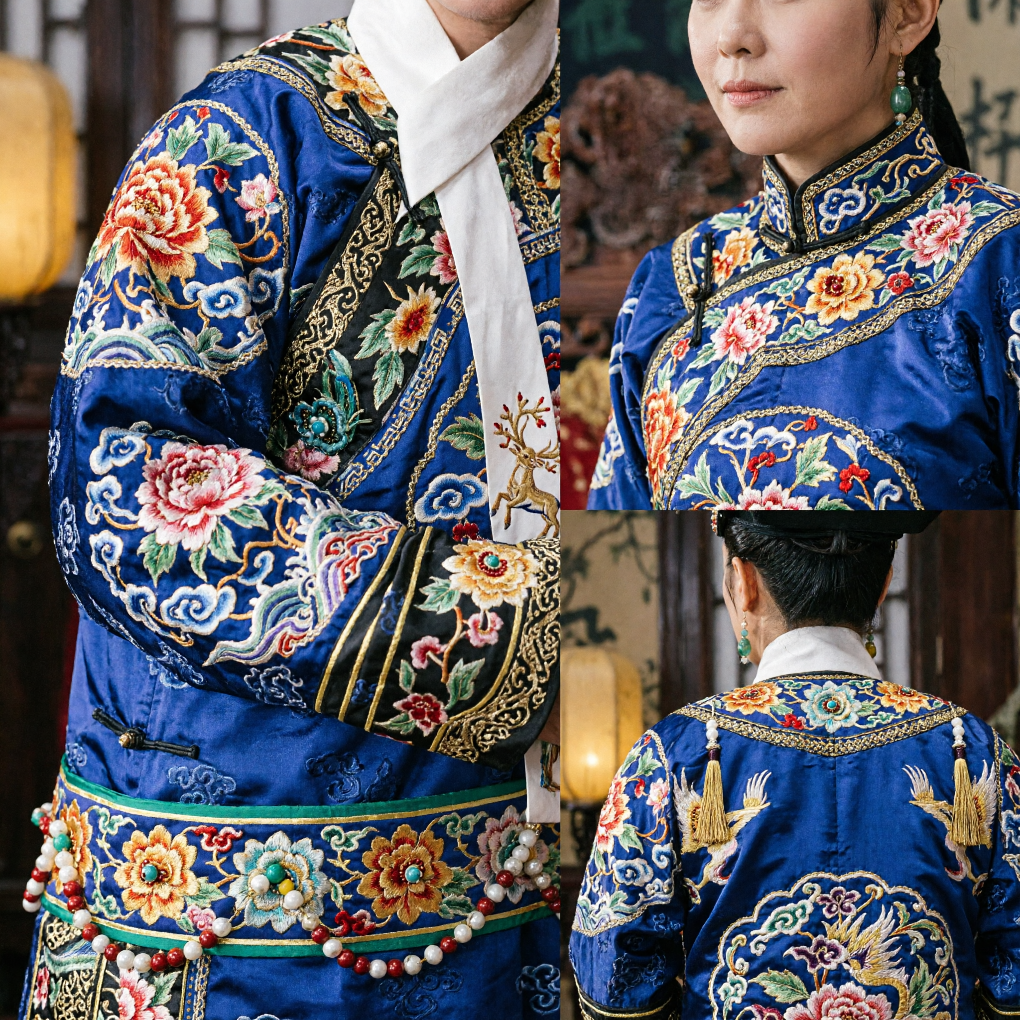 Ensemble de costume traditionnel chinois de couple impérial de la dynastie Qing complet avec coiffe élaborée pour mariage et cosplay - Asian Costume