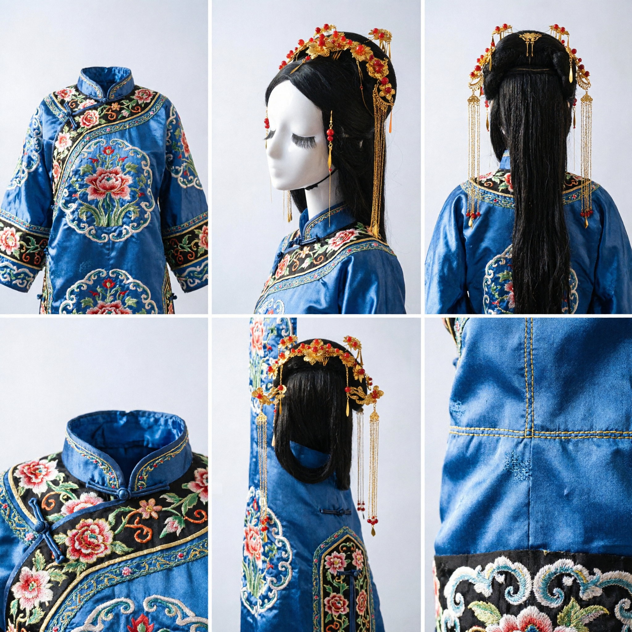 Tradycyjne starożytne chińskie akcesoria do włosów, złoto-czerwony koralikowy zestaw korony Feniks do ślubnego cosplayu Hanfu dla panny młodej - Asian Costume