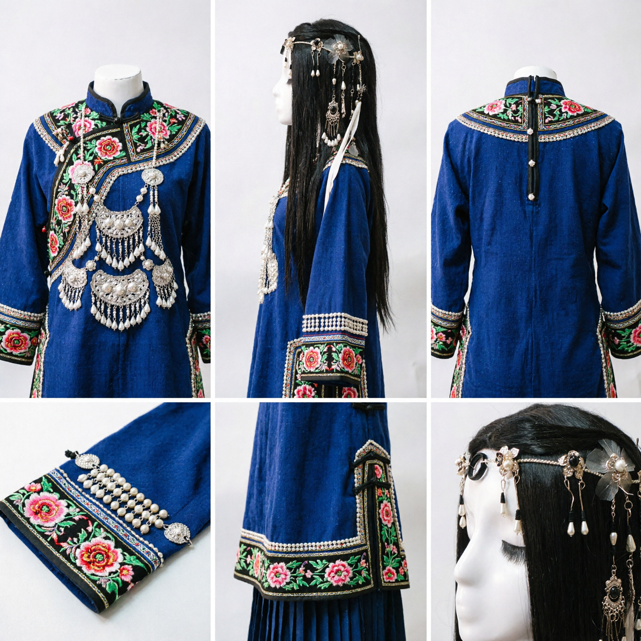 정교한 중국 고대 스타일 금색 체인 진주 술 헤어 주얼리 한푸 헤드피스 여성 코스프레용 - Asian Costume