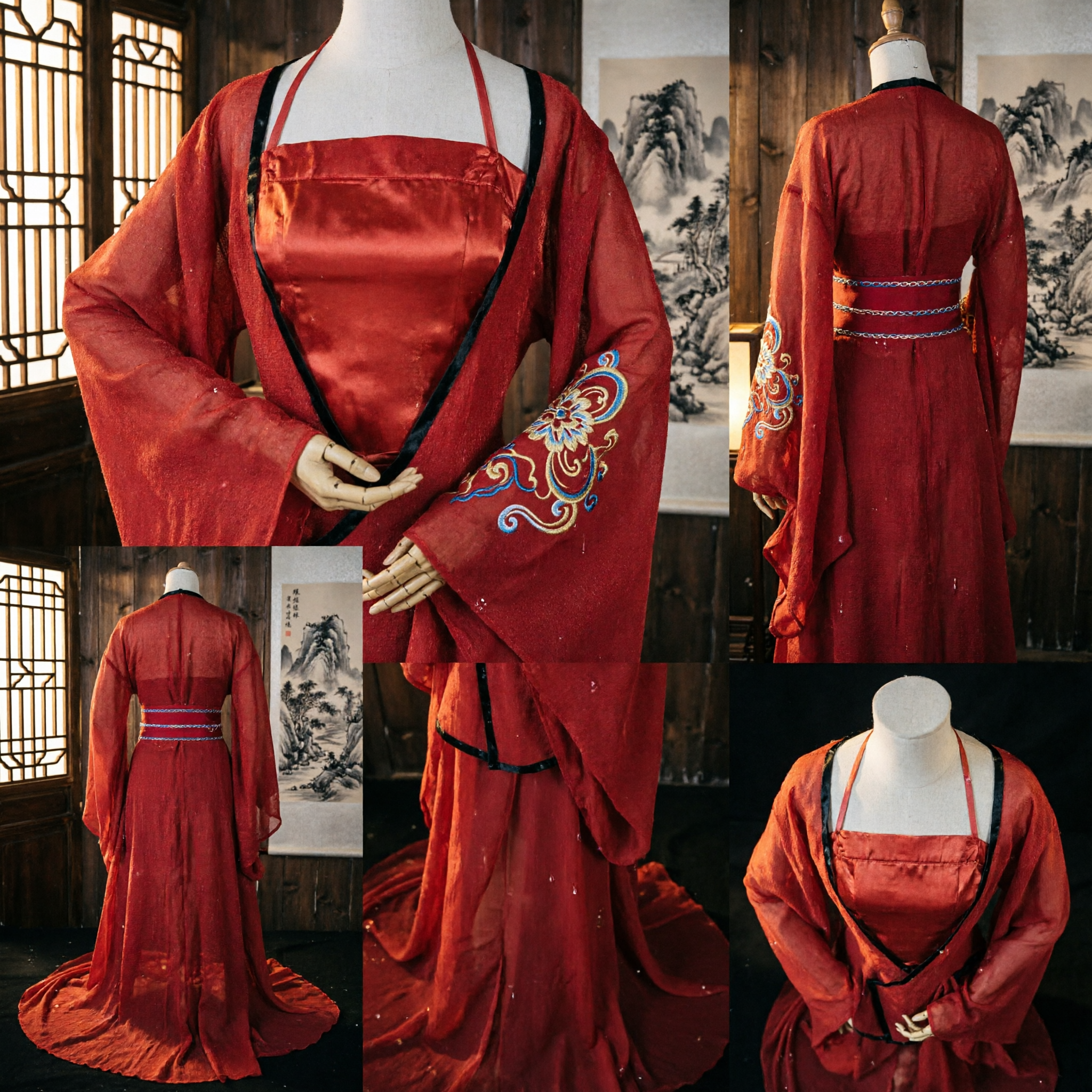 Vestido Hanfu Vermelho Chinês Tradicional - Traje de Princesa do Palácio Antigo da Dinastia Tang para Mulheres - Performance no Palco - Asian Costume