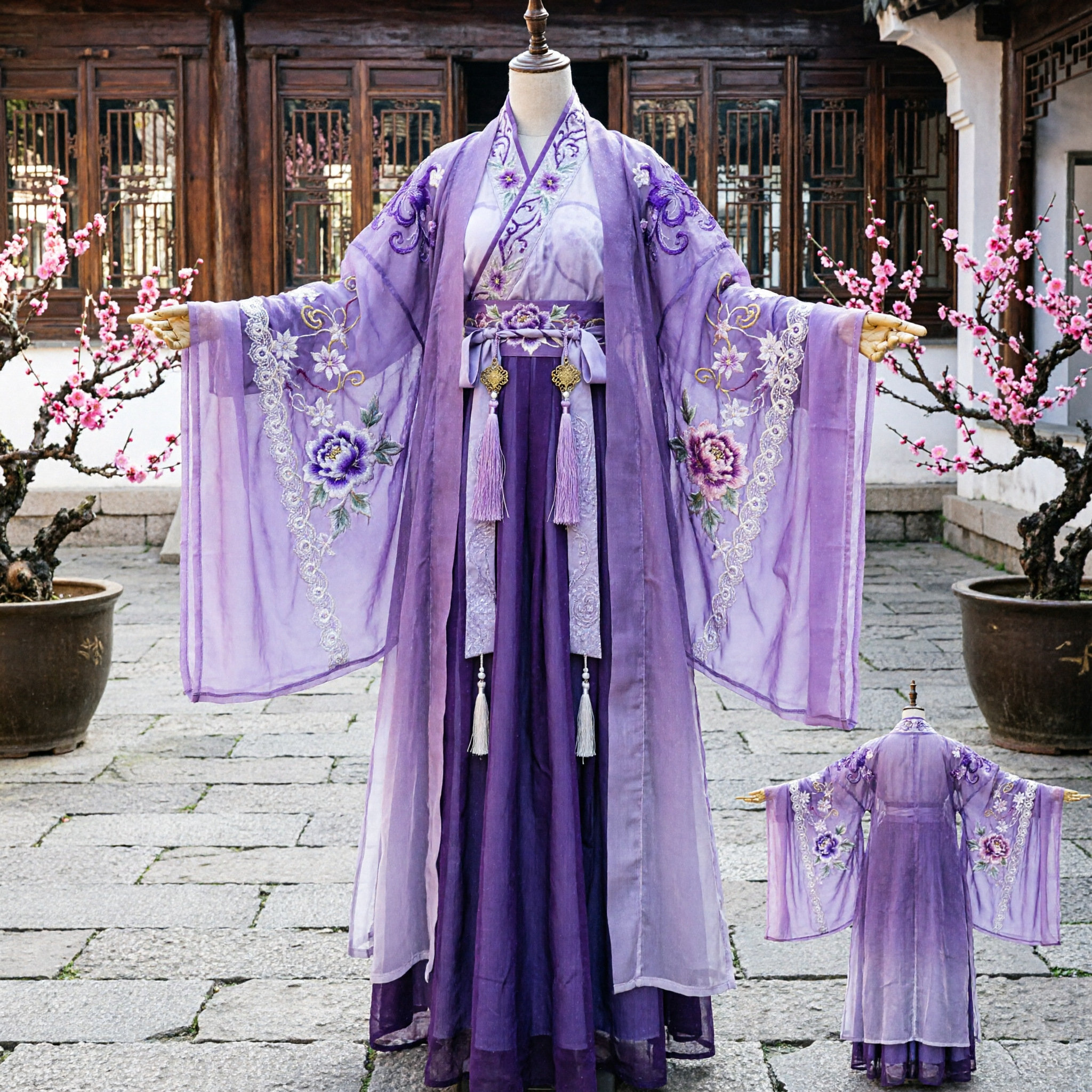 Elegant Purple Traditional Chinese Hanfu Ancient Embroidered Robe Fairy Costume for Women Cosplay Photography - Asian Costume