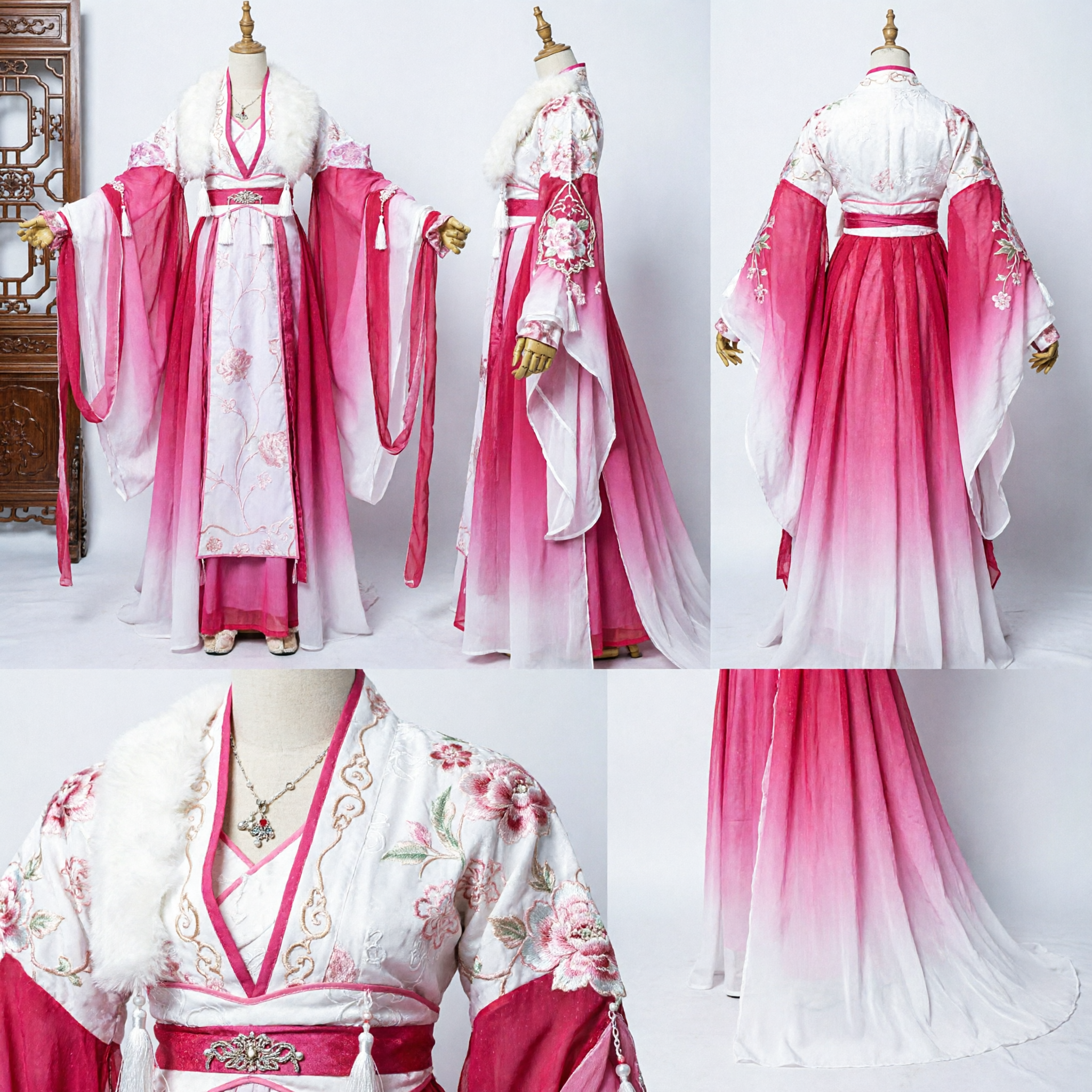 Traje Hanfu da Princesa da Dinastia Tang Chinesa Antiga Robe de Fada em Degradê Rosa para Cosplay e Performance de Mulheres - Asian Costume