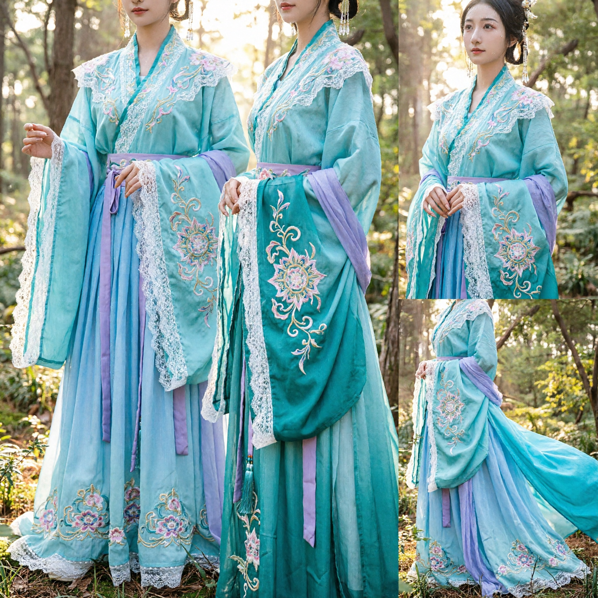 Elegant Blauw Chinese Hanfu Oud Fee Kostuum Traditioneel Prinses Jurken voor Vrouwen Cosplay Optreden - Asian Costume