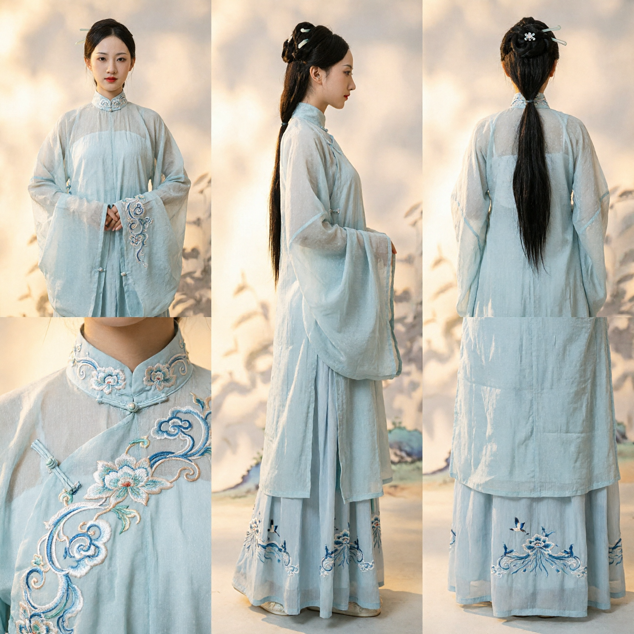 Vestido Hanfu Tradicional Chinês para Mulheres Robe Azul Elegante Estilo de Fada Antiga para Fotografia e Cosplay - Asian Costume