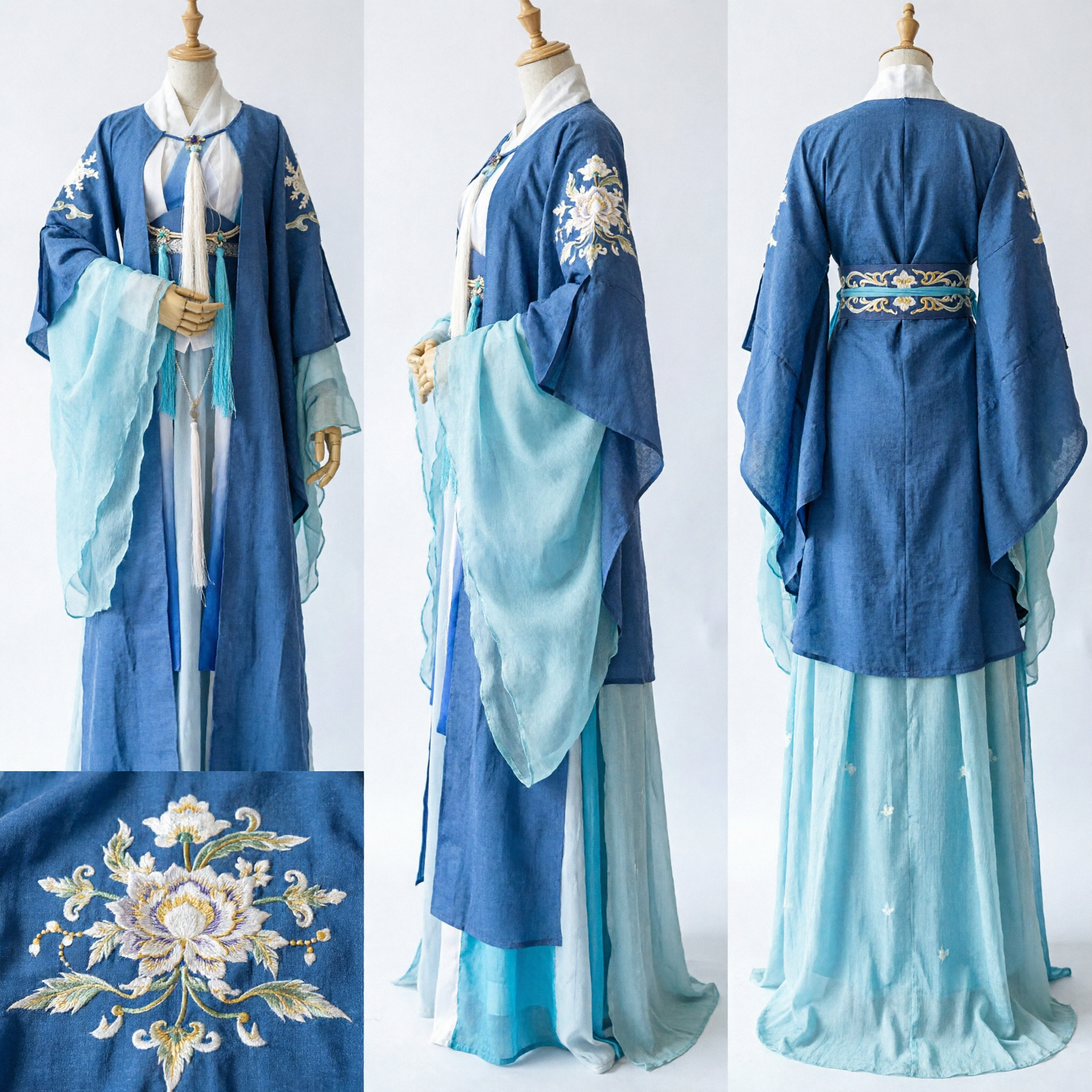 Robe Azul Hanfu Chinês Antigo Masculino, Traje Tradicional de Espadachim Wuxia para Cosplay em Eventos e Performances - Asian Costume