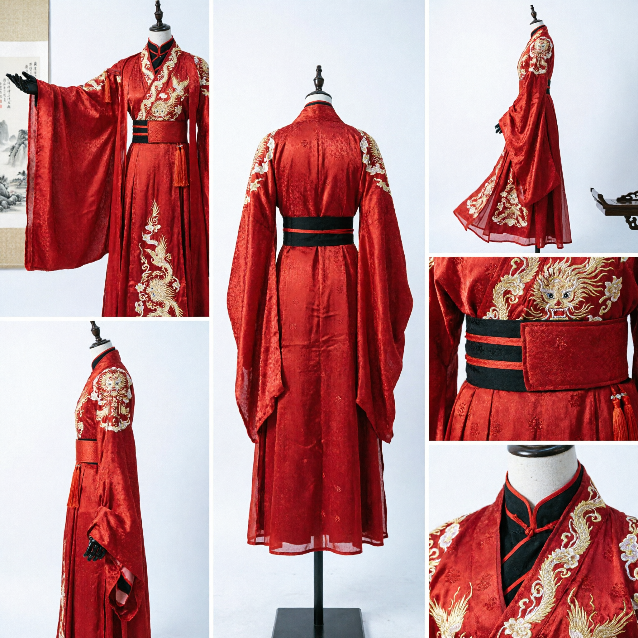 Robe Vermelho Hanfu Chinês Antigo Masculino, Traje Tradicional de Espadachim para Cosplay, Casamento e Performance - Asian Costume