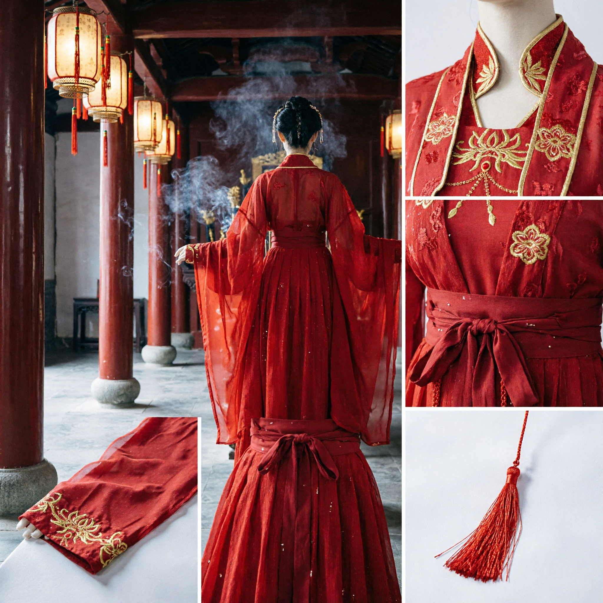 Vestido de Noiva Vermelho Tradicional Chinês, Traje Hanfu de Imperatriz da Dinastia Tang para Cosplay e Performance Feminino - Asian Costume