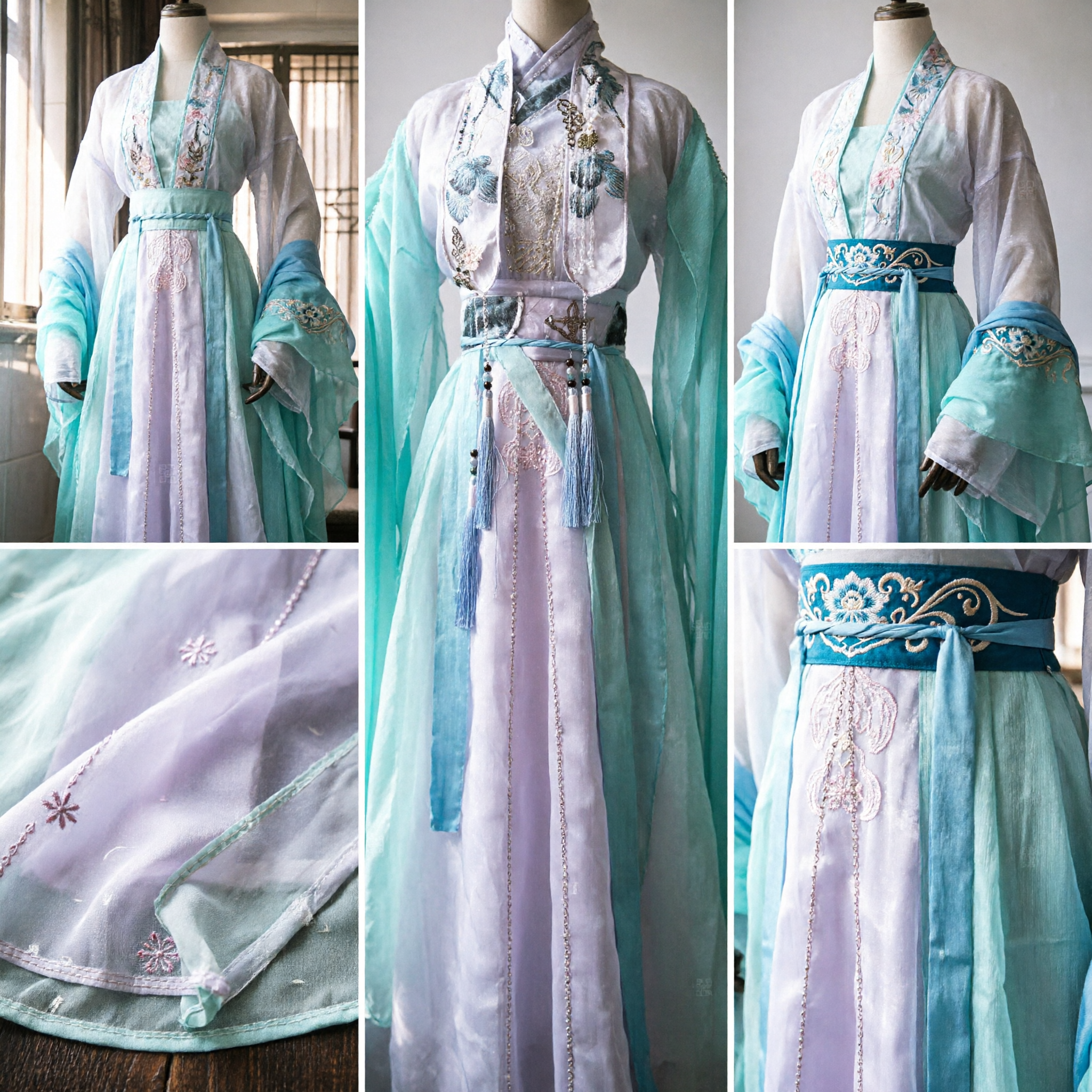 Tradycyjny chiński Hanfu, starożytny kostium, zielona szata z szerokimi rękawami dla mężczyzn i kobiet, cosplay dramatów - Asian Costume