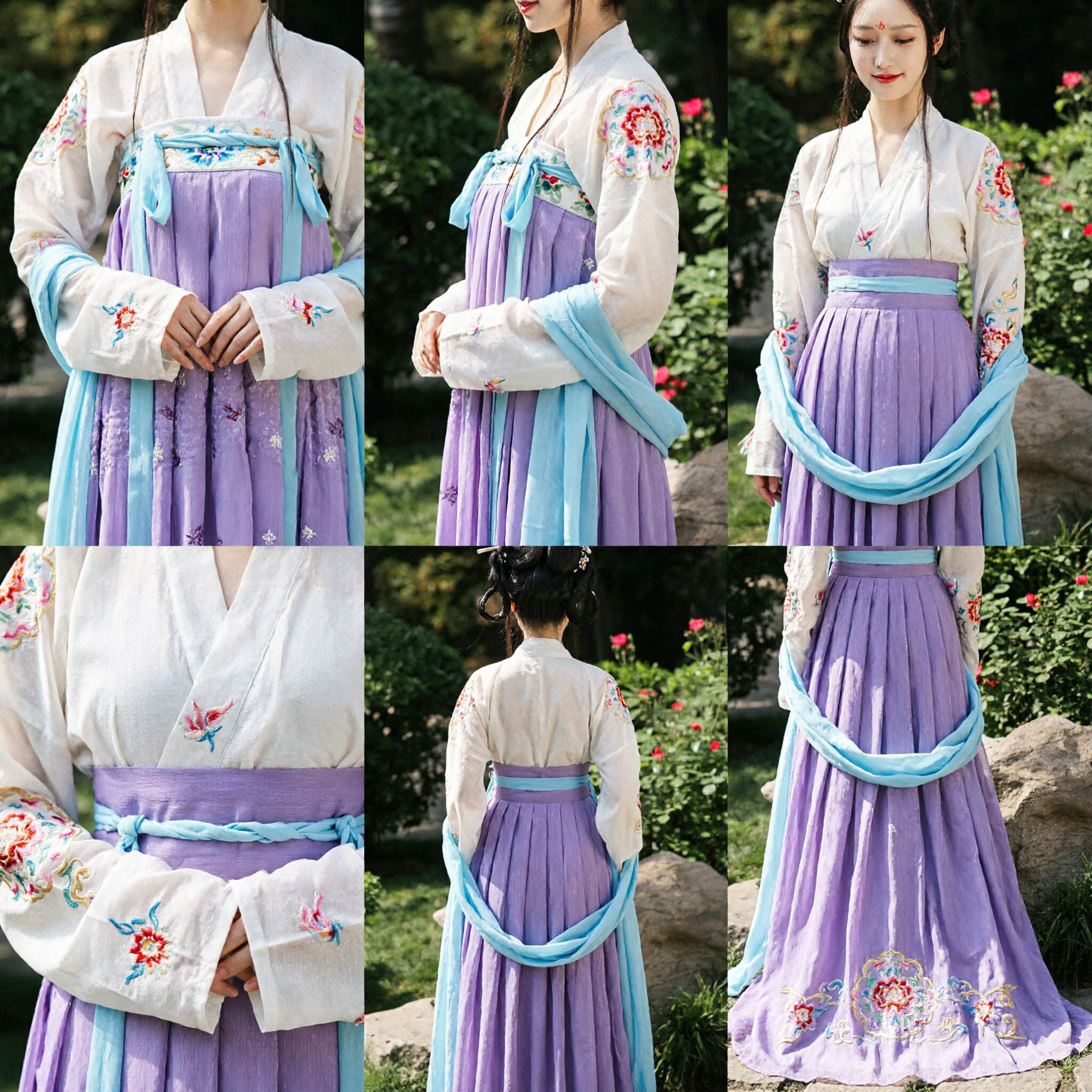 Traje Hanfu Tradicional Chino, Falda Degradada en Púrpura, Vestido de Hada Bordado, Ropa Antigua para Presentaciones de Mujeres - Asian Costume