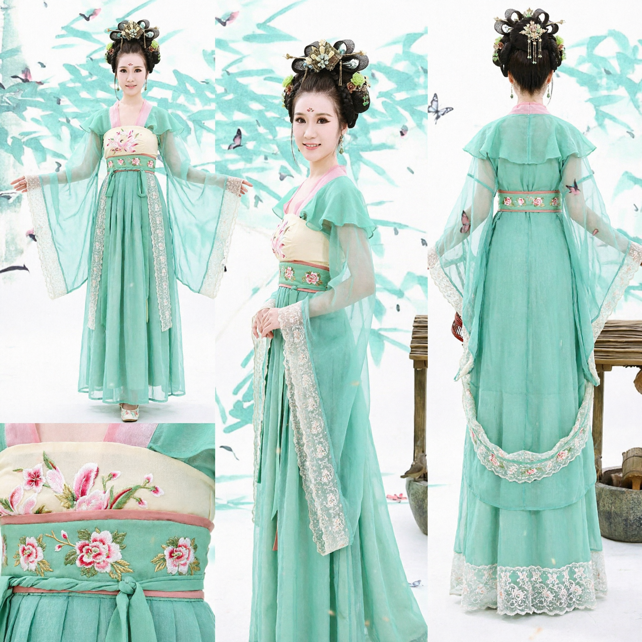Hanfu della principessa della dinastia Tang cinese antica, costume tradizionale verde completo per spettacoli femminili - Asian Costume