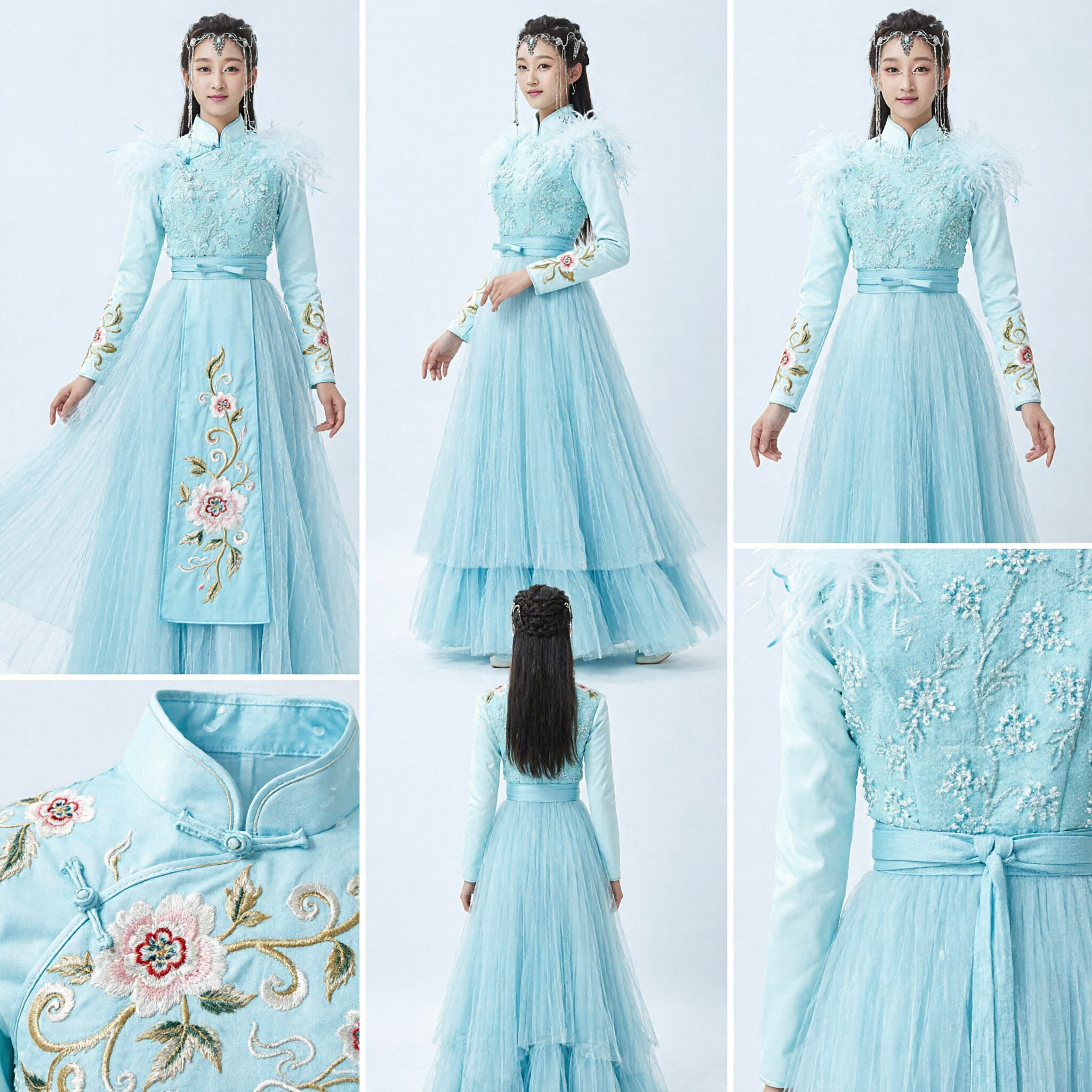 Traje de Hada Azul Antiguo Chino, Vestido de Fantasía Xianxia, Atuendo de Cosplay Hanfu para Presentaciones de Mujeres - Asian Costume