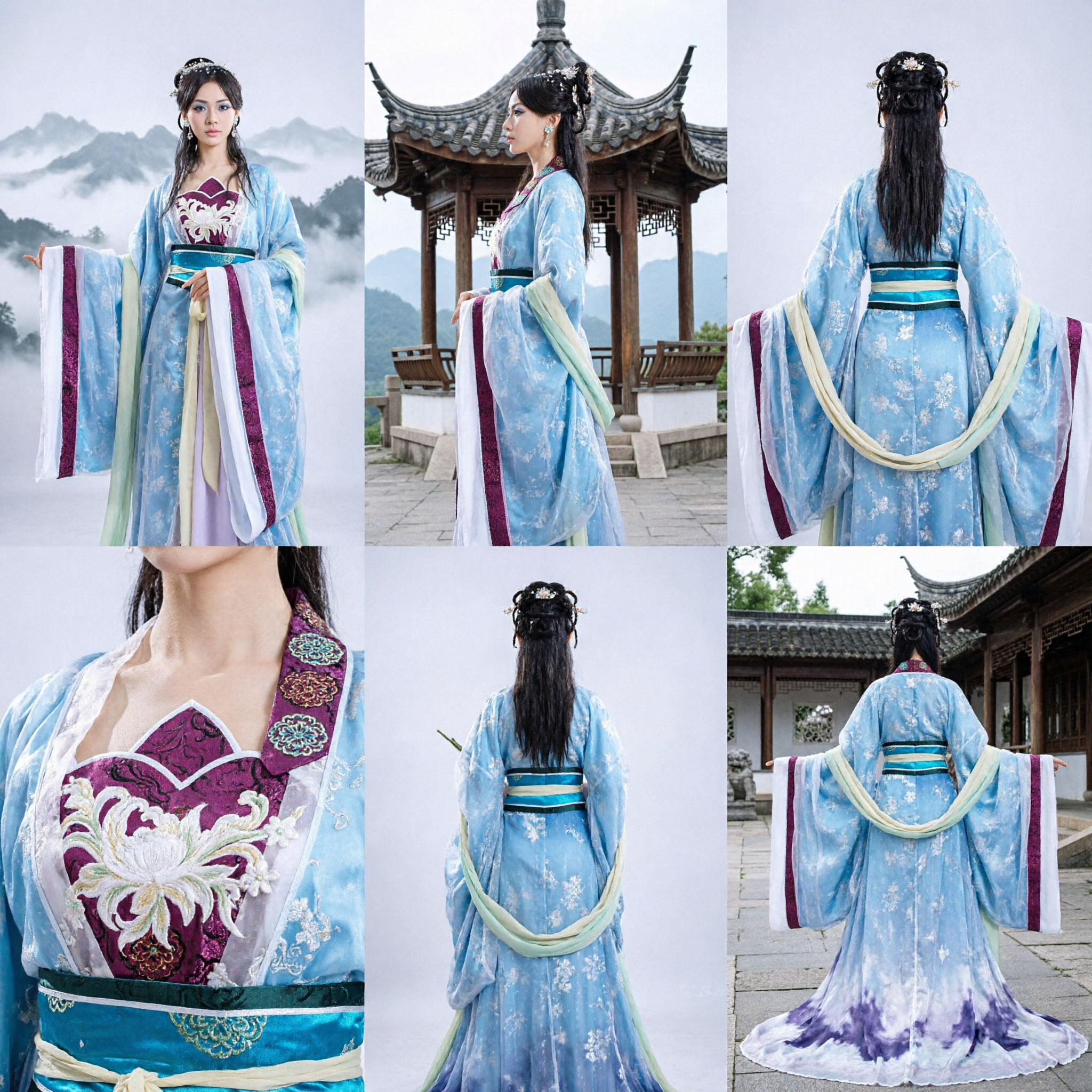 Traditioneel Chinees Hanfu antiek blauw feeën kostuum elegante Tang-dynastie paleisjurk voor vrouwen cosplay - Asian Costume