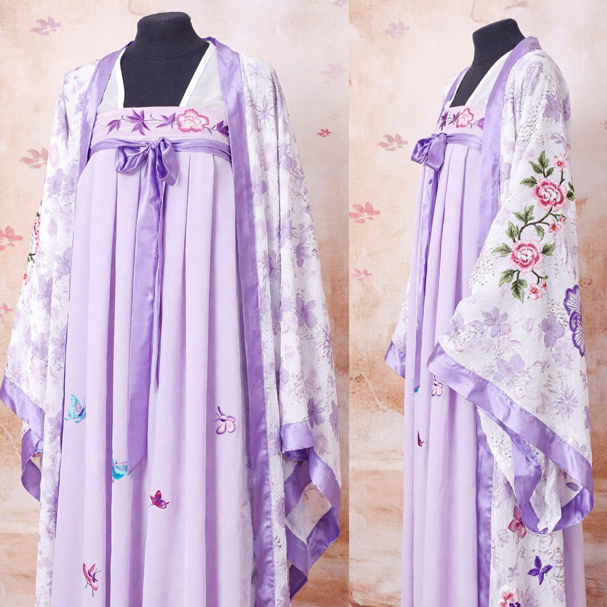 Elegancka fioletowa Hanfu – tradycyjny chiński starożytny kostium, kwiatowa haftowana suknia wróżki dla kobiet do cosplayu - Asian Costume
