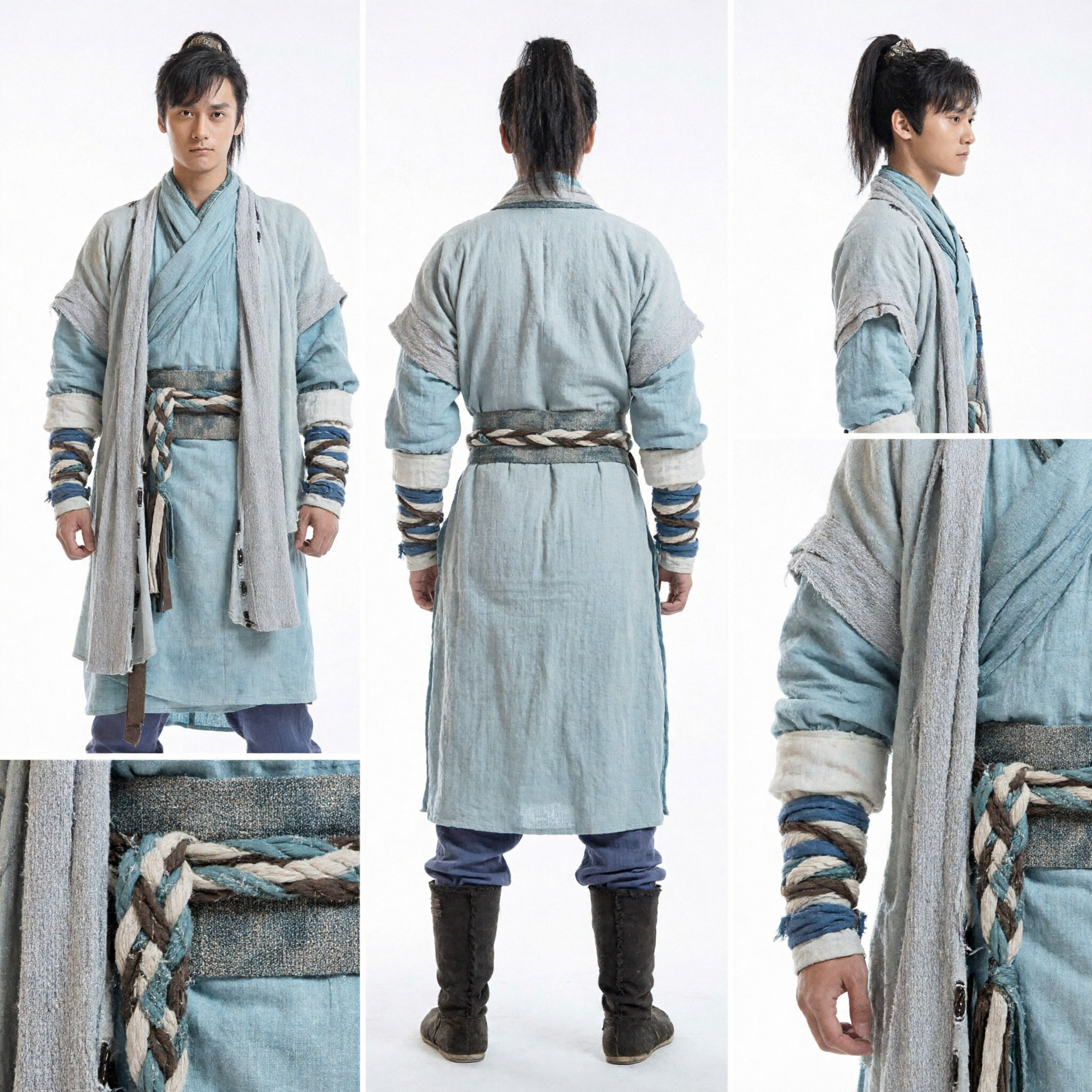 Costume Wuxia Antico Cinese Hanfu Tradizionale per Uomini Veste da Studioso di Arti Marziali per Cosplay - Asian Costume