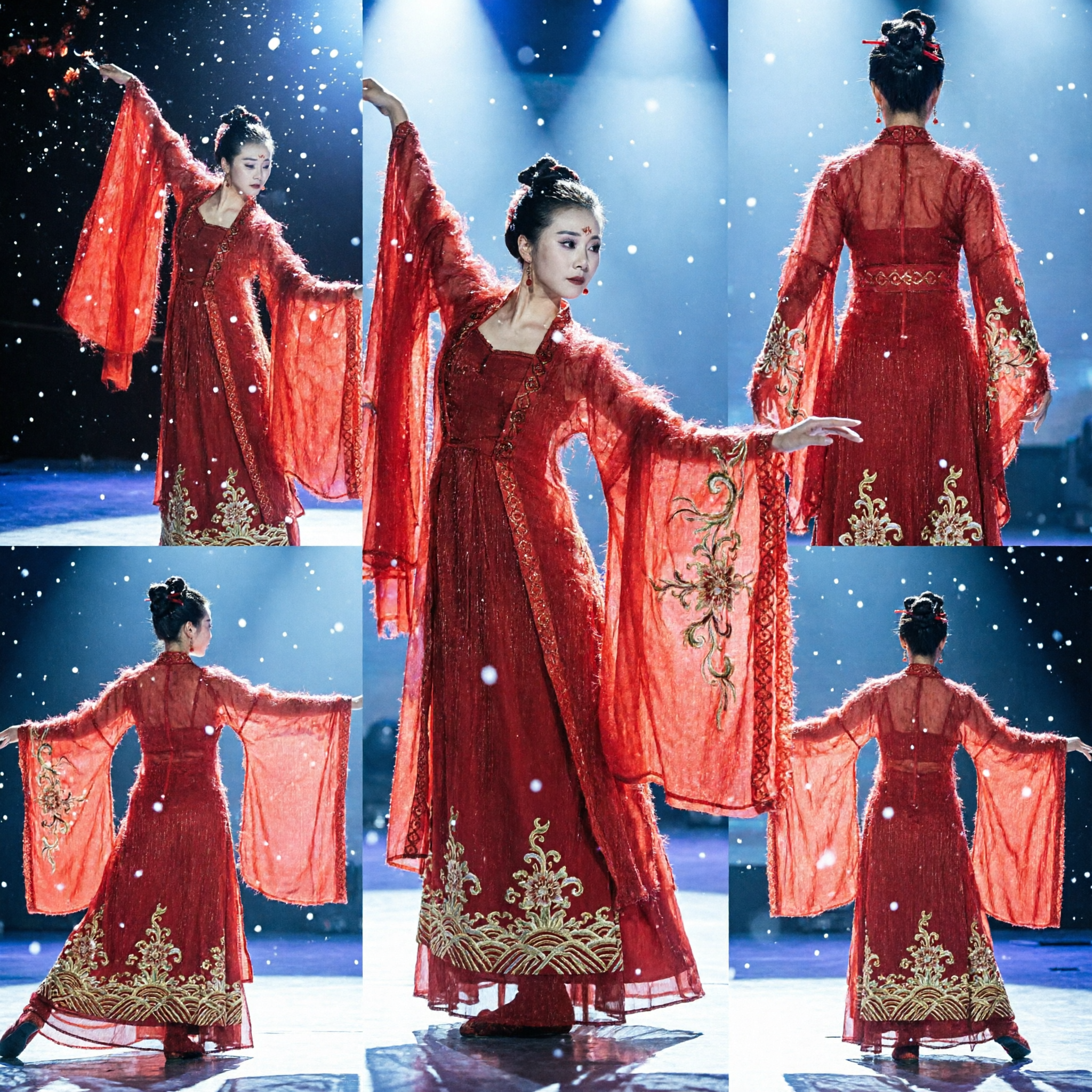 Elegant Red Traditional Chinese Hanfu Dress Ancient Palace Costume for Women Classical Dance Performance - Asian Costume