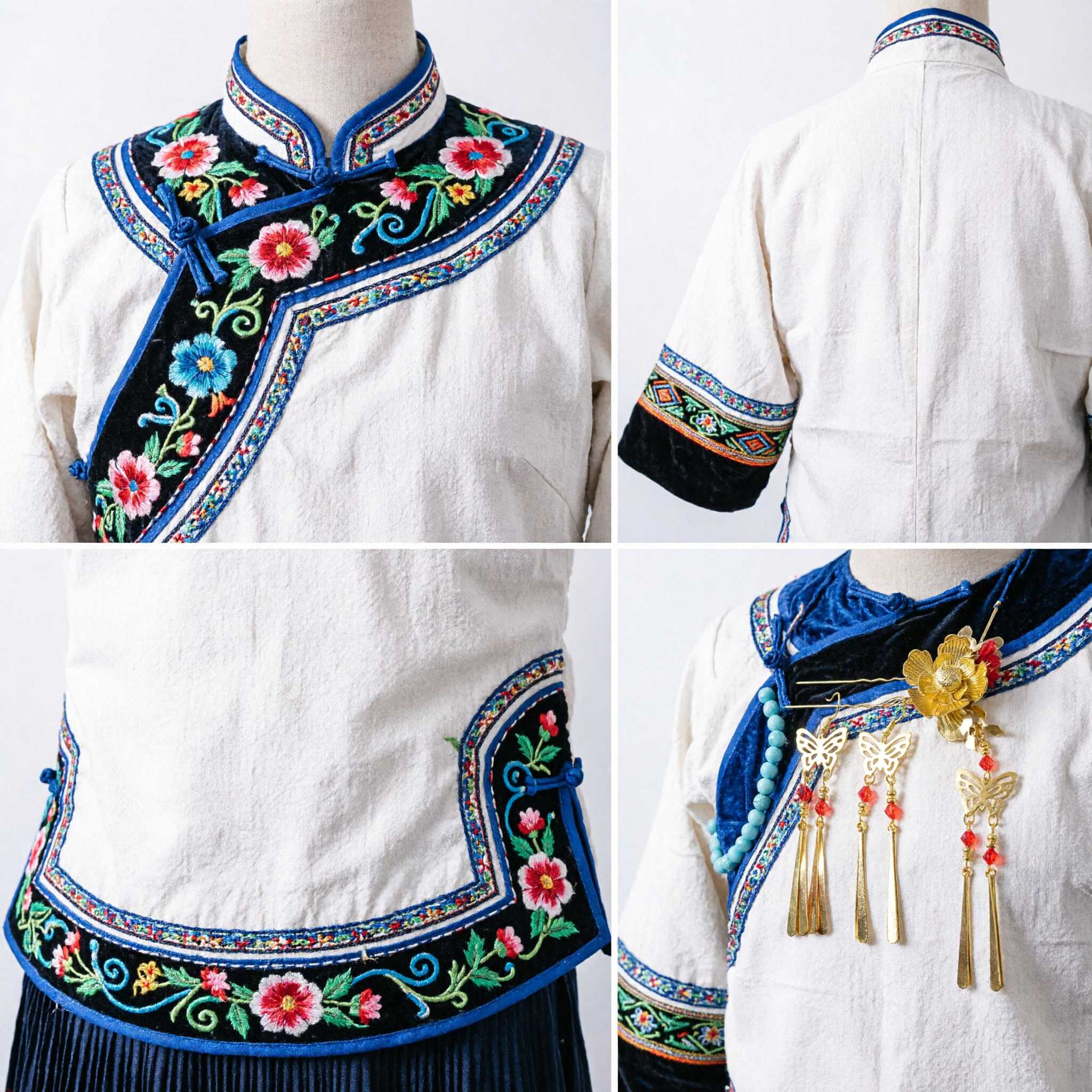 Conjunto de Horquillas y Pendientes Tradicionales Chinos de Mariposa Dorada con Cuentas Rojas para Cosplay de Boda Hanfu - Asian Costume