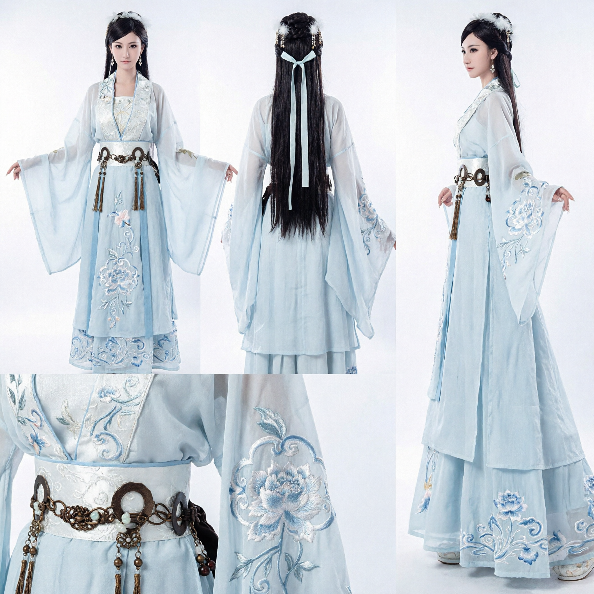 Traditionelles Chinesisches Weißes Hanfu-Kostüm Frauen-Wuxia-Feenkleid für Cosplay-Aufführung und Fotografie - Asian Costume