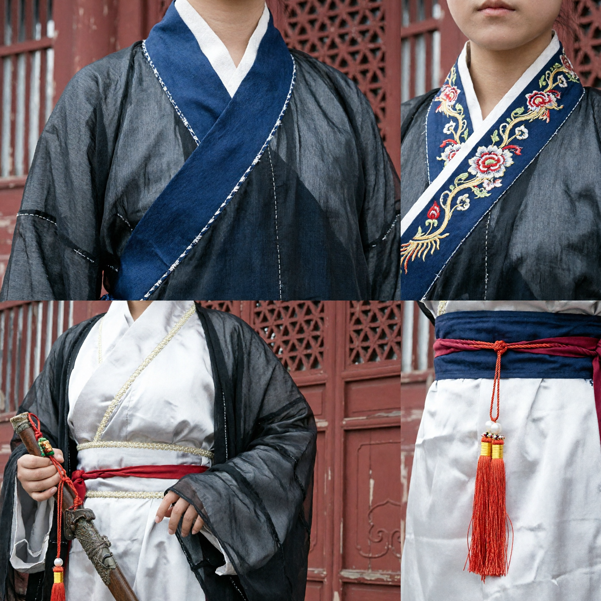 Tradycyjny chiński strój miecznicy Wuxia Hanfu, czarno-biały strój sztuk walki do cosplayu dla kobiet - Asian Costume