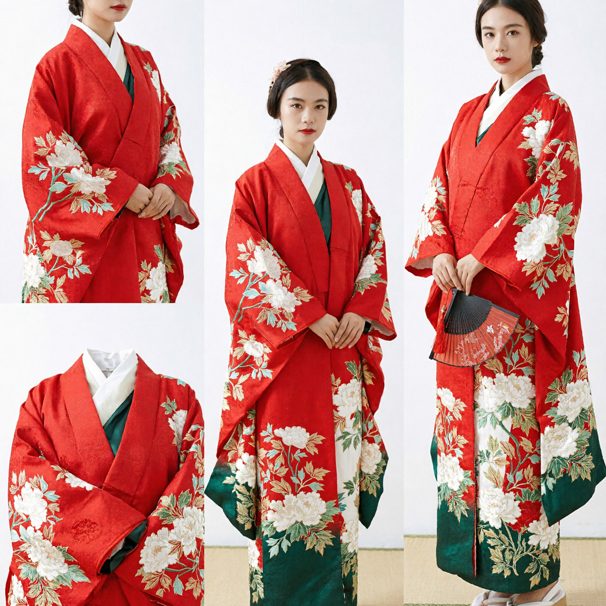 Vestido de Boda Hanfu Rojo Tradicional Chino para Mujeres con Bordado Floral para Actuaciones y Cosplay - Asian Costume
