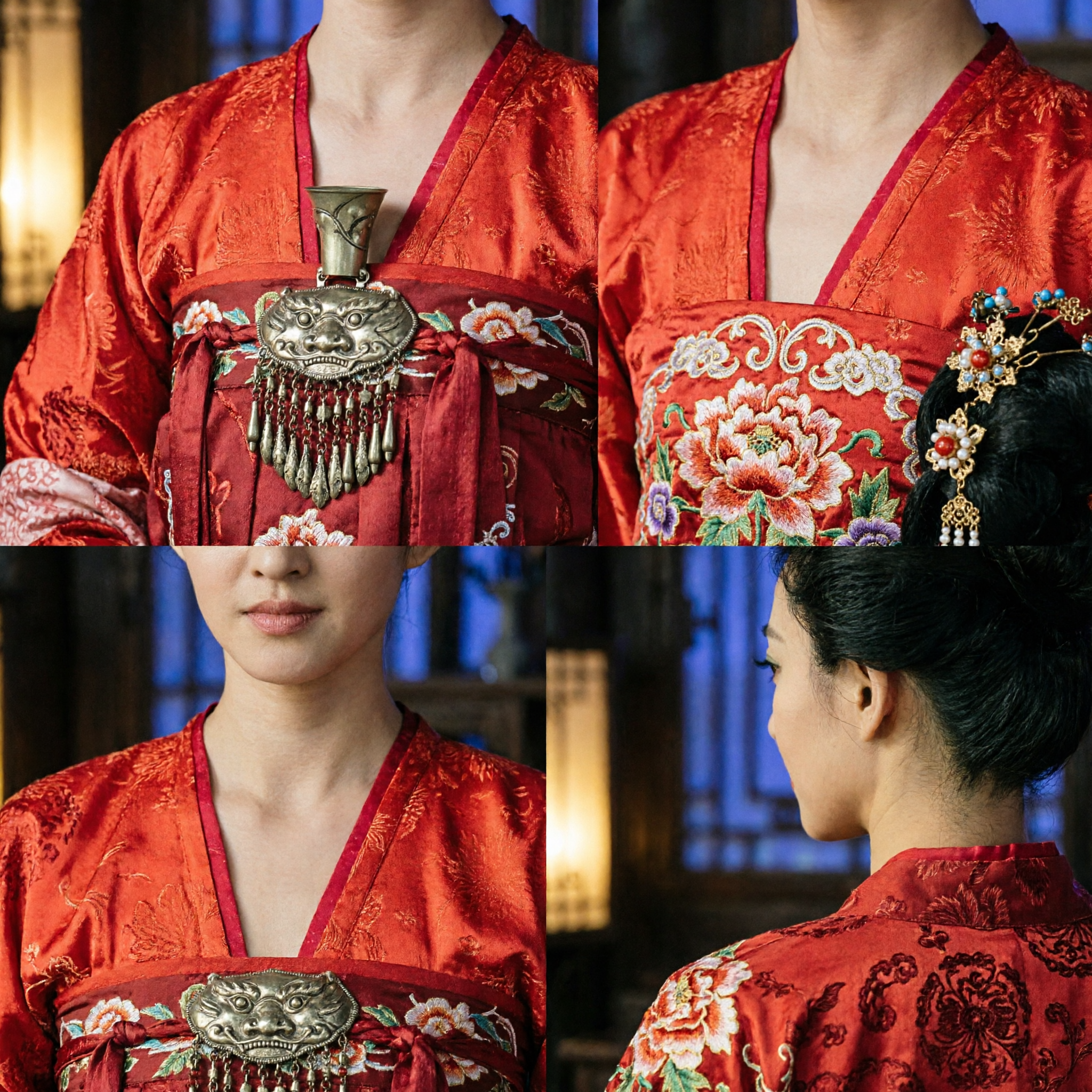 Acessórios de Cabelo Exclusivos do Palácio da Dinastia Tang Tradicional Chinesa, Adorno de Cabeça Floral Antigo para Traje Hanfu Feminino - Asian Costume