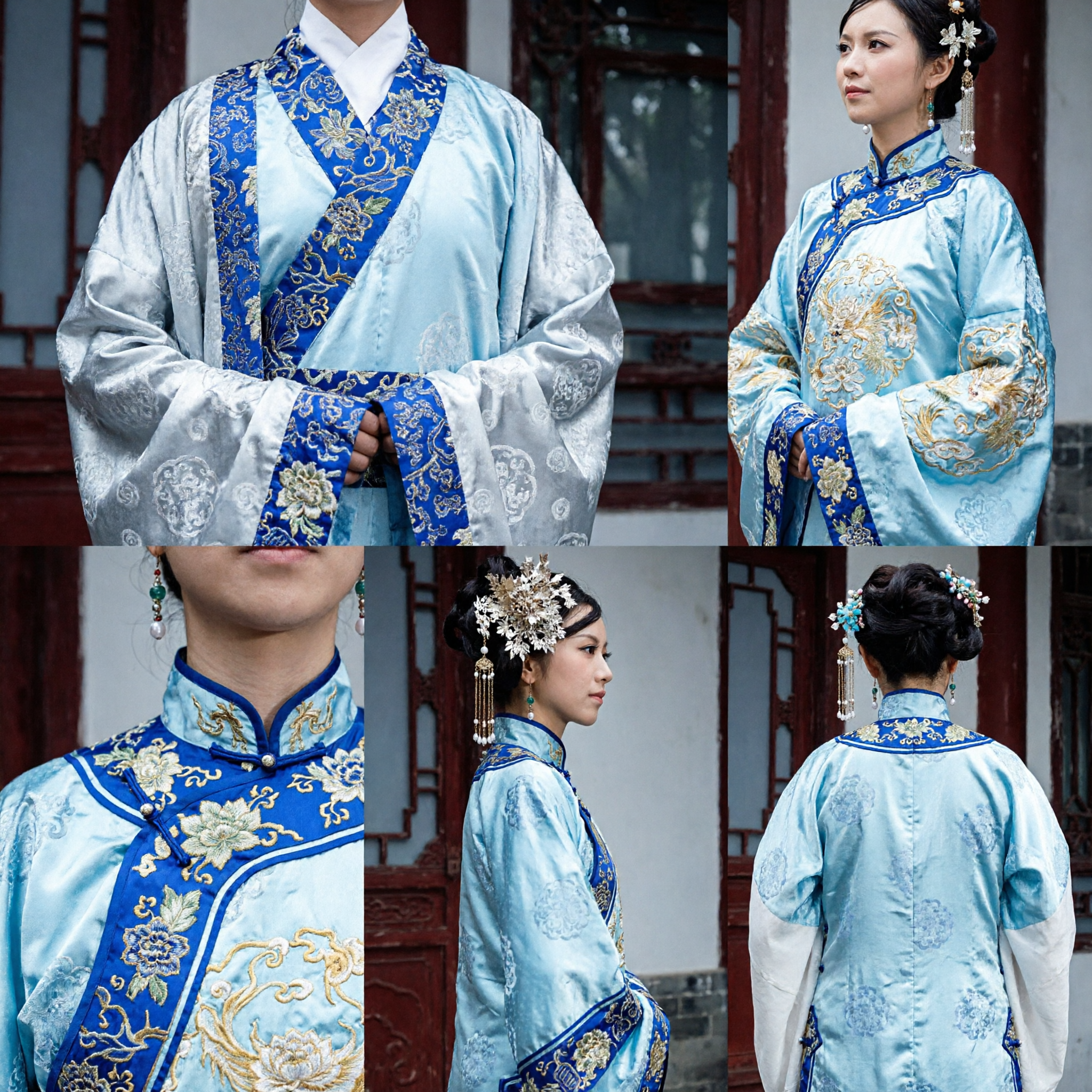 Traditionelle chinesische Hanfu-Hochzeitskostüme für Paare antike Dynastie-bestickte Roben Fotografie-Set - Asian Costume