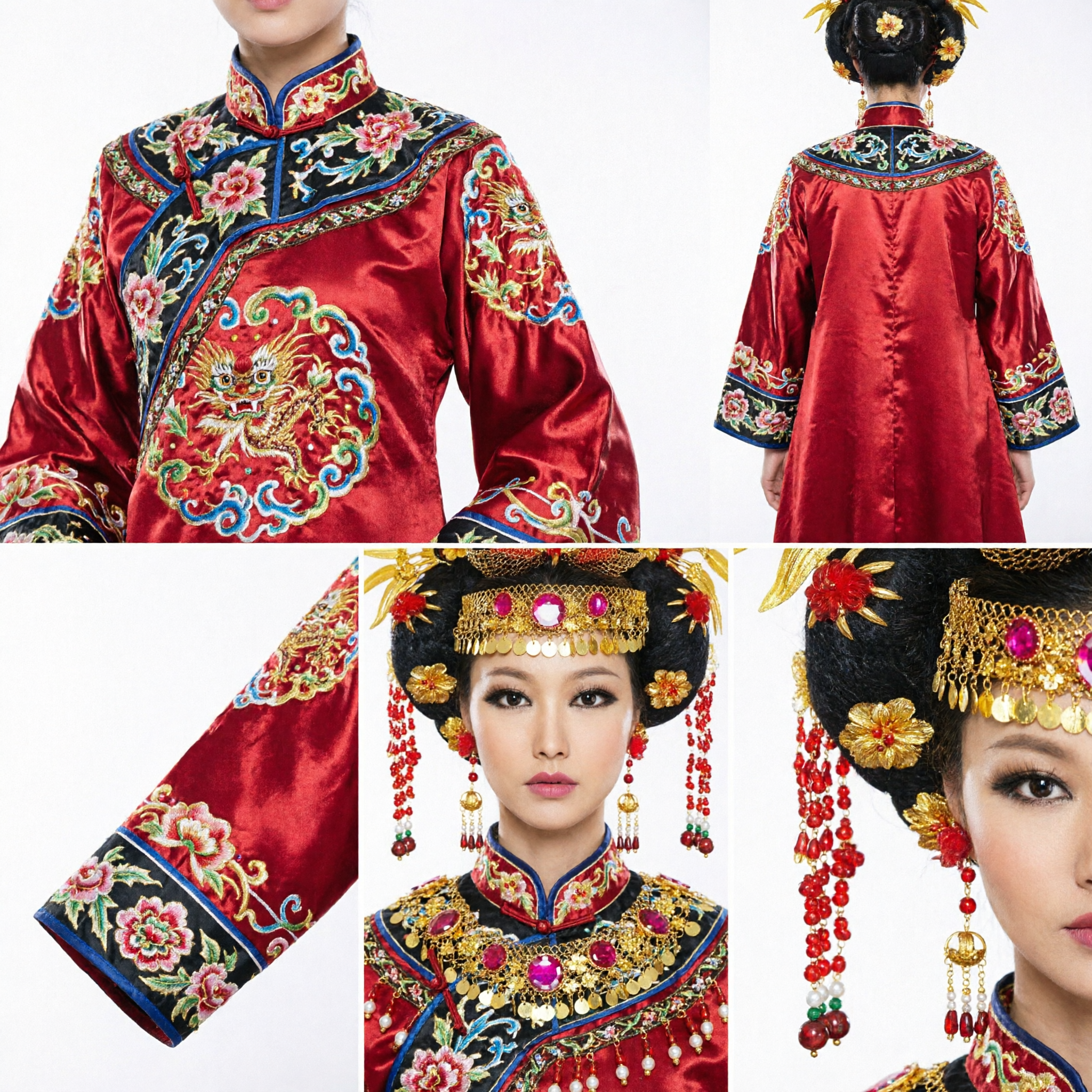 Esclusivo Diadema Tradizionale Cinese Antico della Fenice dell'Imperatrice con Filigrana Dorata per Matrimoni e Spettacoli - Asian Costume