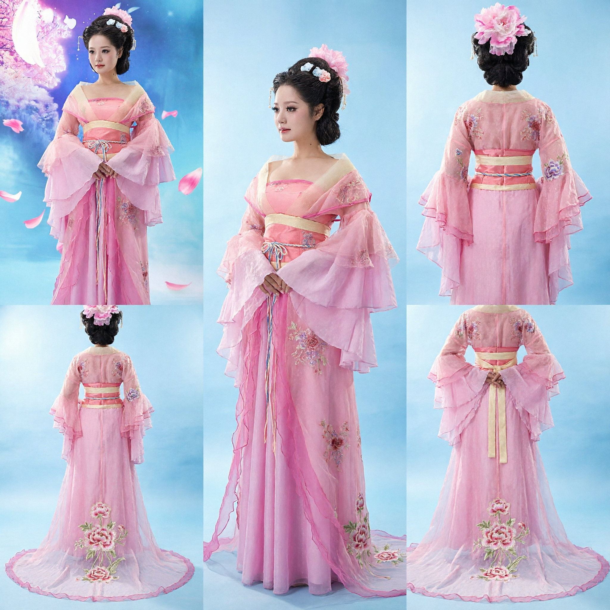 Elegante Roze Chinese Tang-dynastie Hanfu Jurk Traditioneel Oud Prinses Kostuum voor Vrouwen Podiumoptreden - Asian Costume