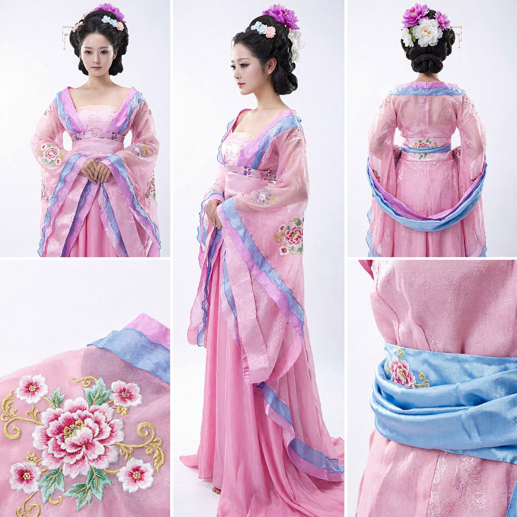 Elegant Pink Traditional Chinese Hanfu Ancient Fairy Dress Tang Dynasty Princess Costume for Women Performance - Asian Costume