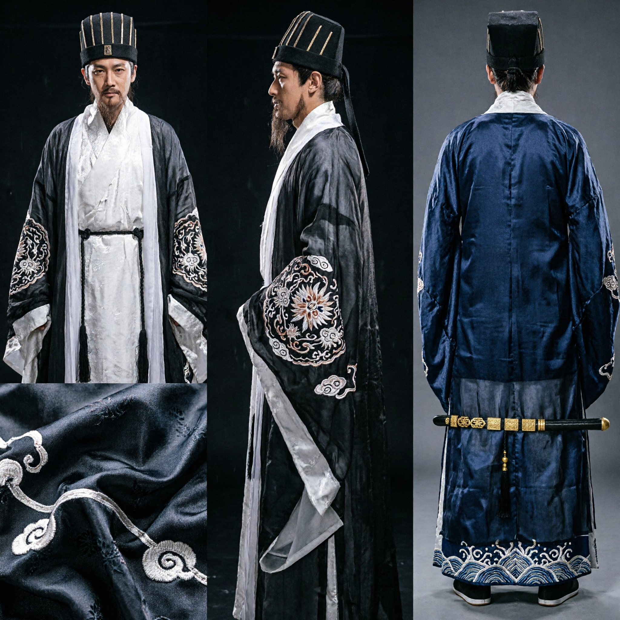 Heren Traditionele Chinese Hanfu Oude Geleerde Ambtenaar Gewaad Cosplay Kostuum voor Wuxia Optreden - Asian Costume