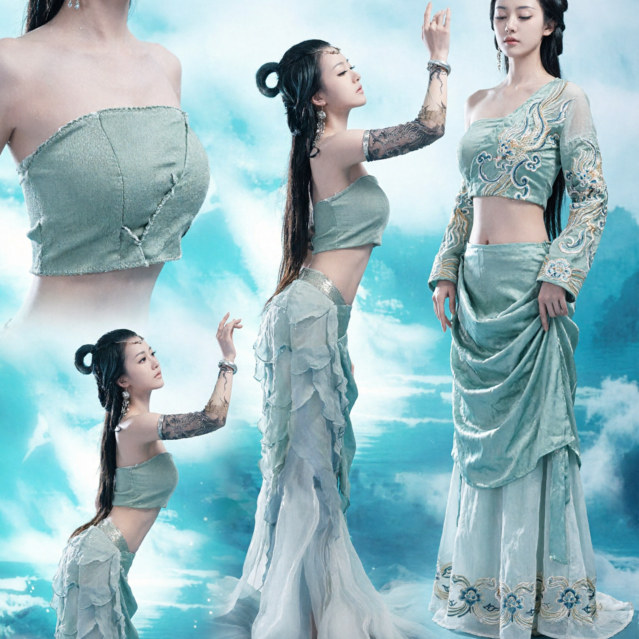 Costume de Danse Classique Chinoise Élégant Blanc Robe de Fée Éthérée pour Femmes Performance sur Scène et Événements Culturels - Asian Costume