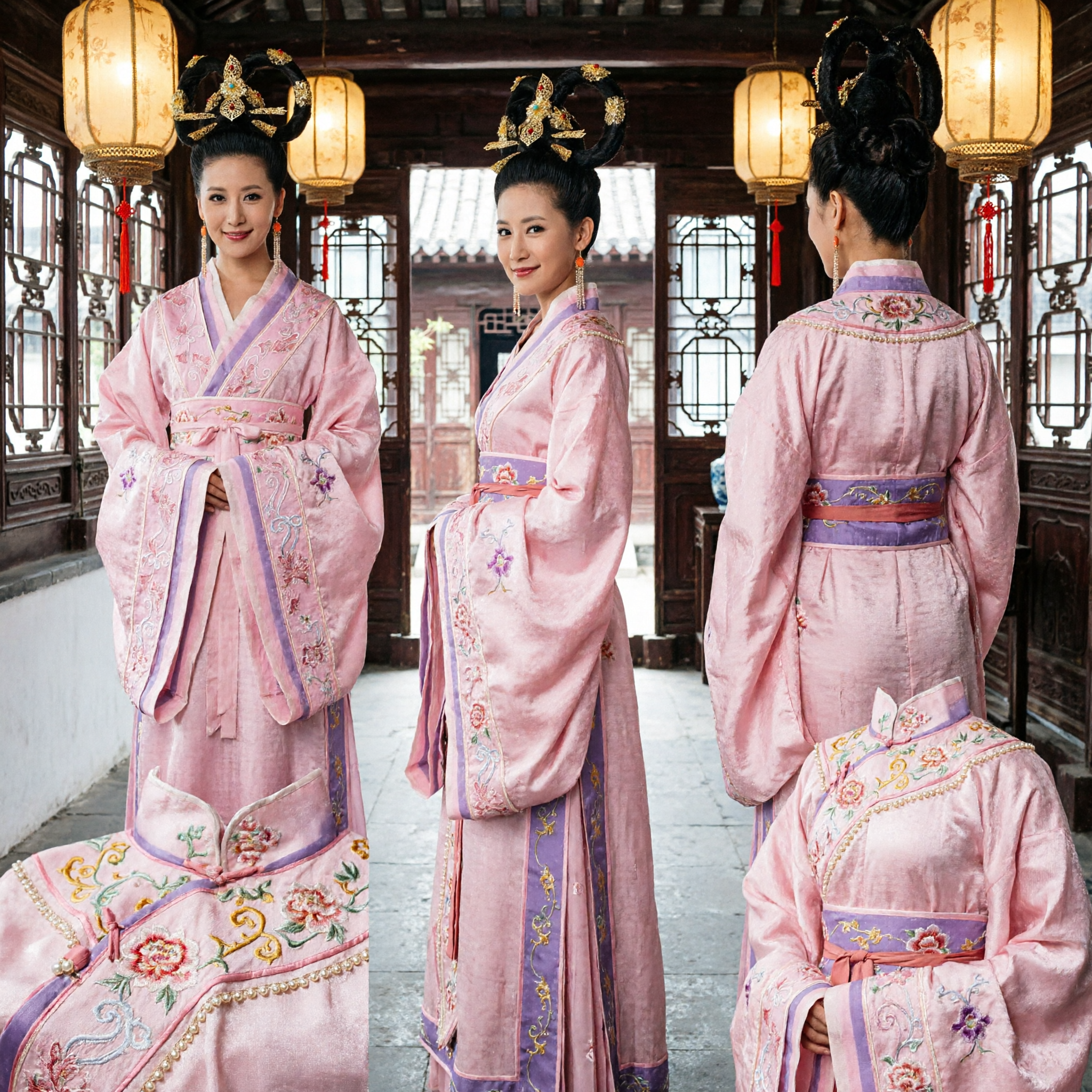 Tradycyjna Chińska Starożytna Peruka Księżniczki ze Złotymi Ozdobami dla Kobiet do Cosplay Hanfu i Występów Scenicznych - Asian Costume