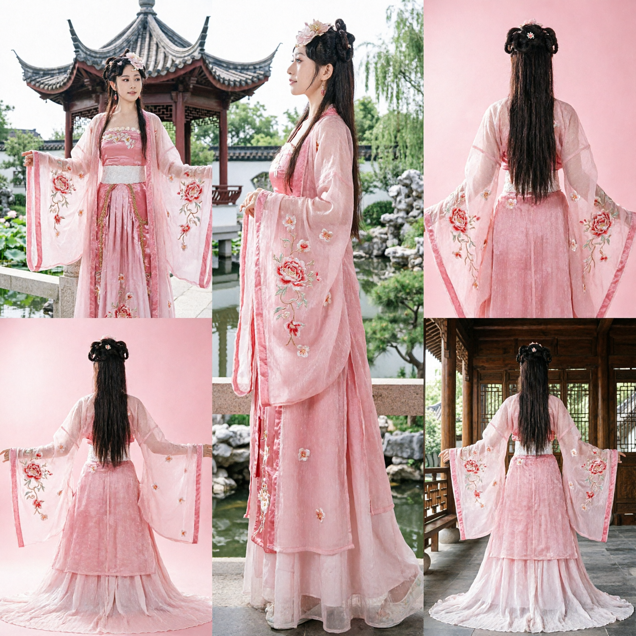 Traje de Princesa Hanfu da Dinastia Tang Tradicional Chinês Rosa, Vestido de Fada Antiga para Performance de Dança - Asian Costume