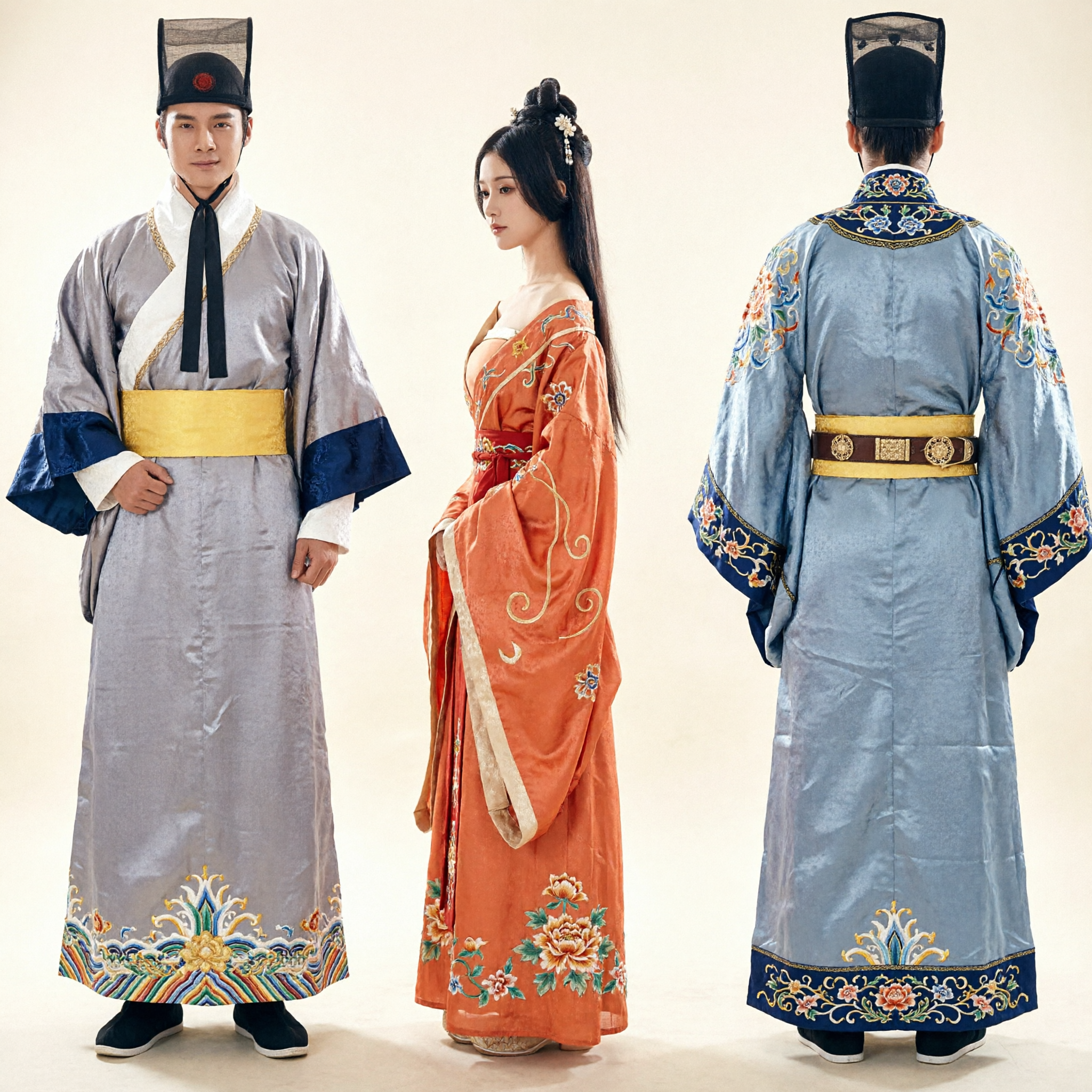 Oude Chinese Hanfu Paar Set Tang-dynastie Geleerde en Adellijke Dame Kostuum voor Bruiloftsoptreden Cosplay - Asian Costume