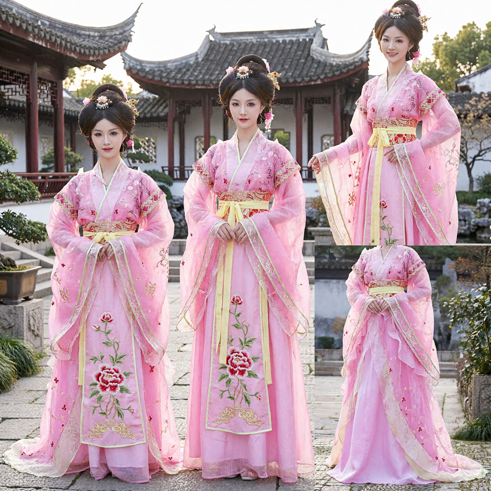 Robe traditionnelle chinoise Hanfu rose - Costume ancien pour femmes pour spectacle, cosplay, tenue de fée princesse avec broderie - Asian Costume